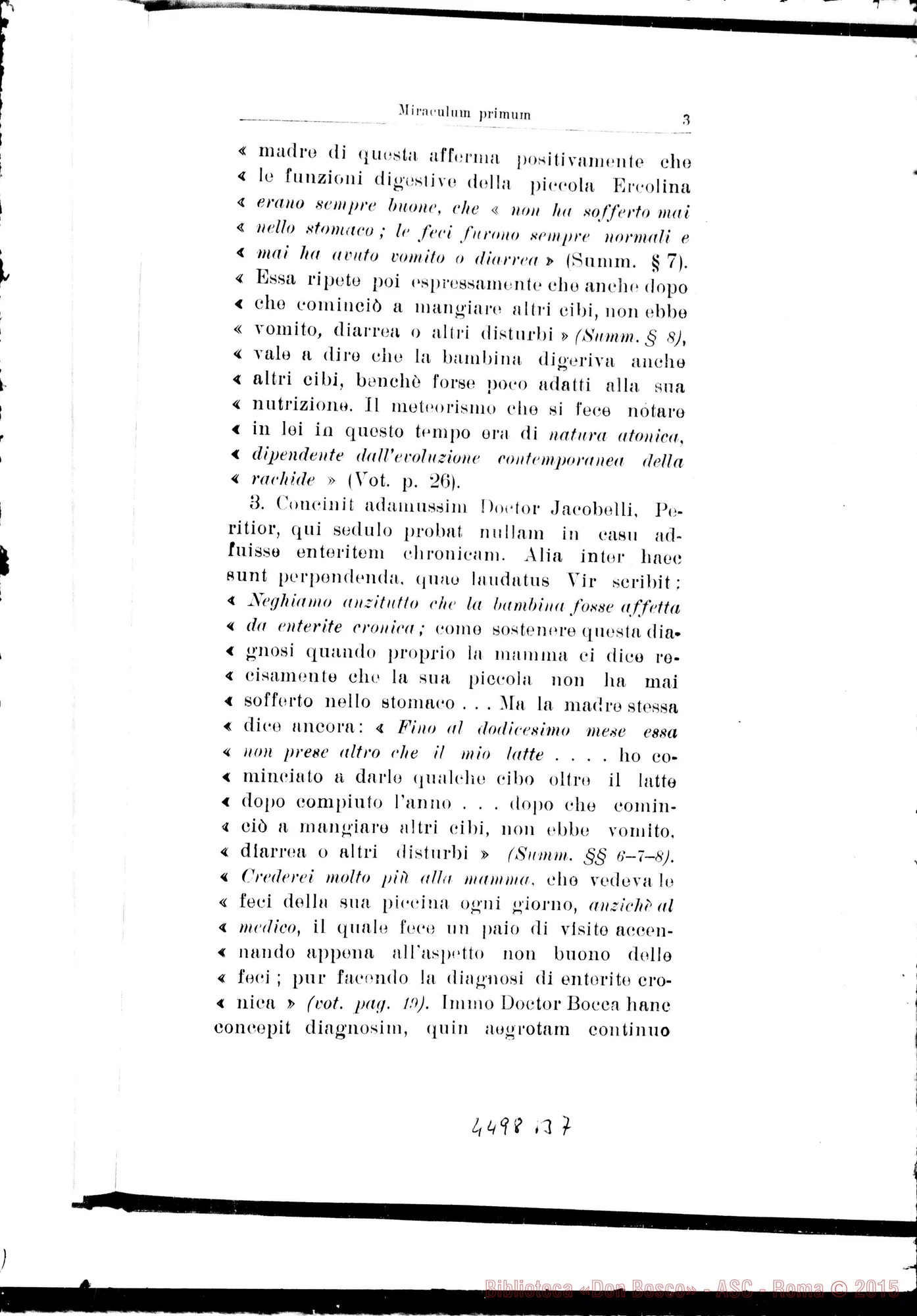 Fotogramma B 7 — Nova positio super miraculis. Agosto 1937