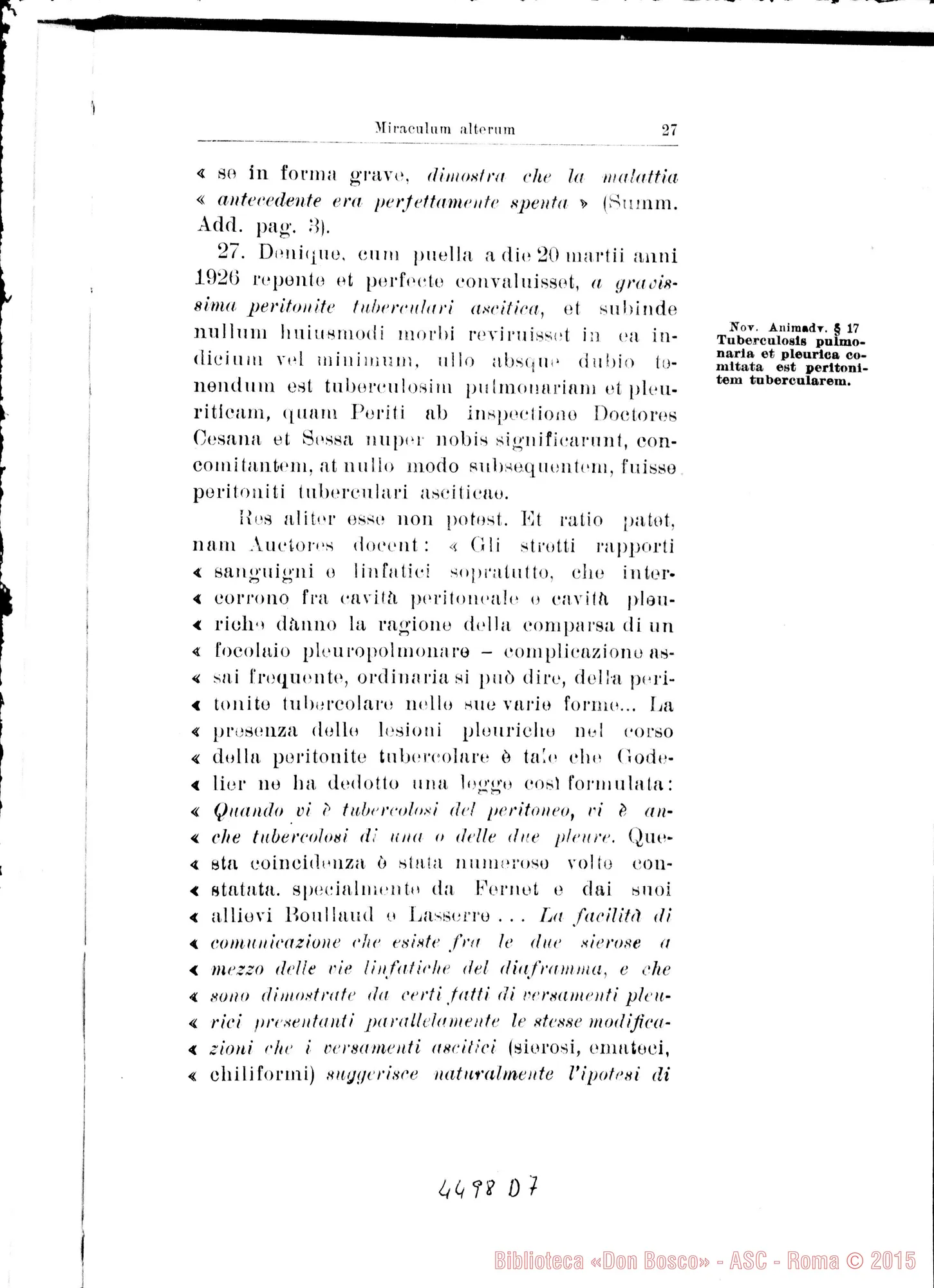 Fotogramma D 7 — Nova positio super miraculis. Agosto 1937