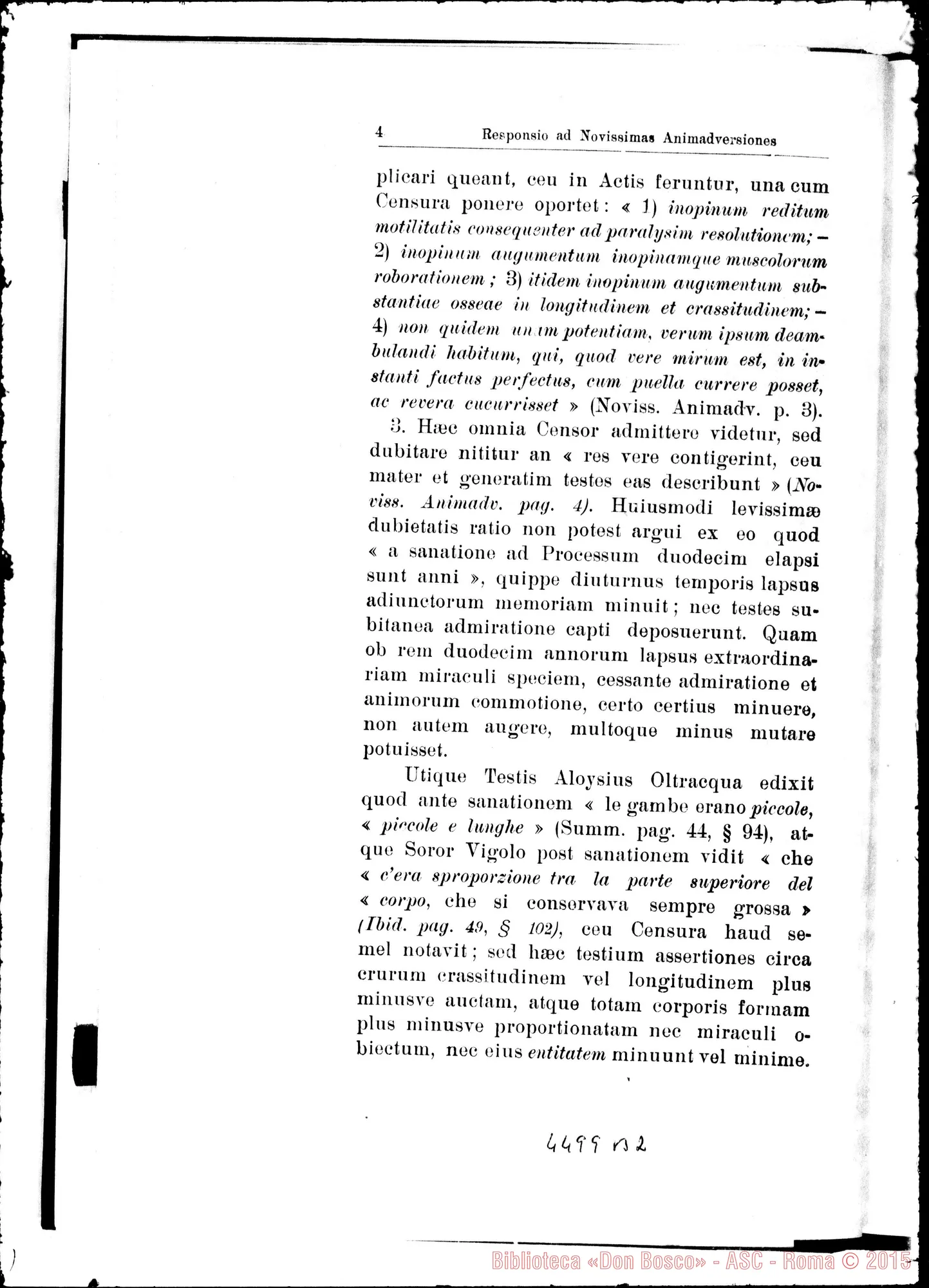 Fotogramma B 2 — Novissima positio super miraculis. Marzo 1938