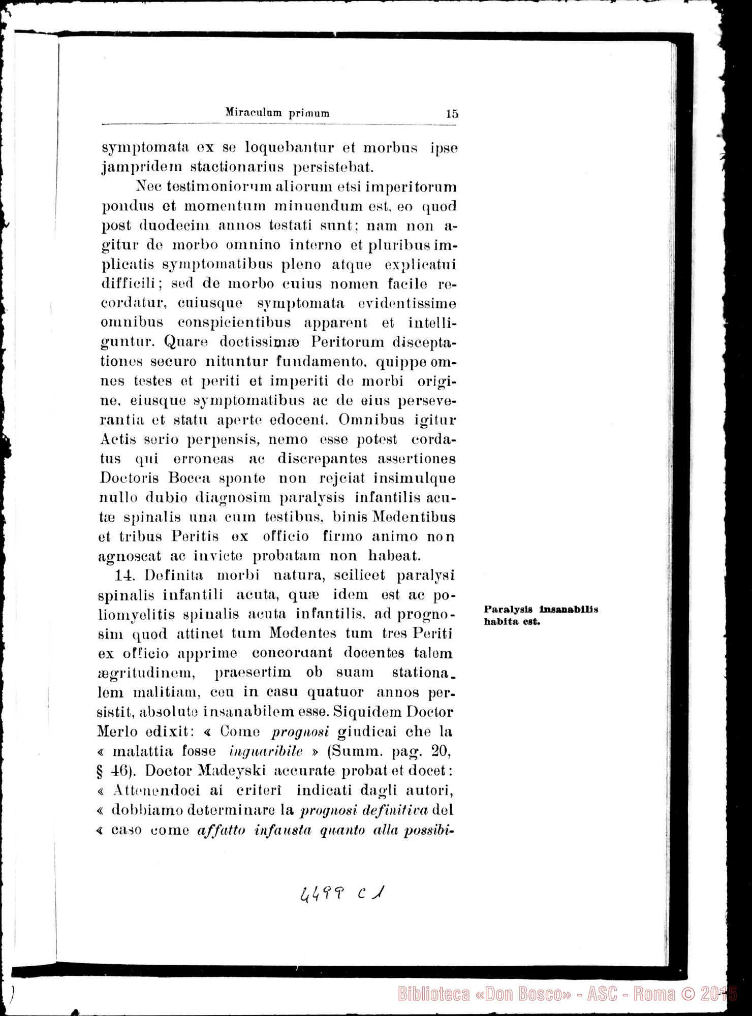Fotogramma C 1 — Novissima positio super miraculis. Marzo 1938
