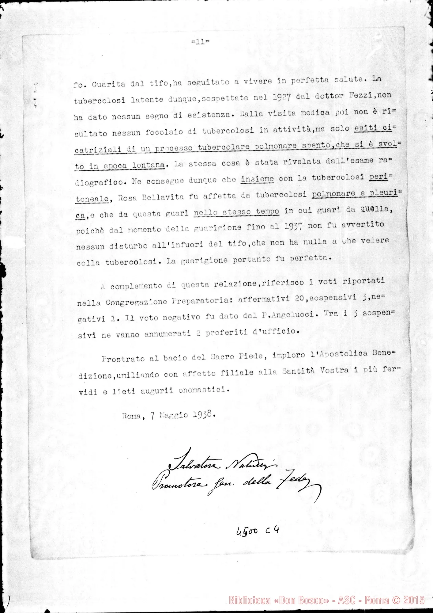 Fotogramma C 4 — Sui Miracoli: relazione del Promotore della Fede al Batissimo Padre, il 7-05-1938