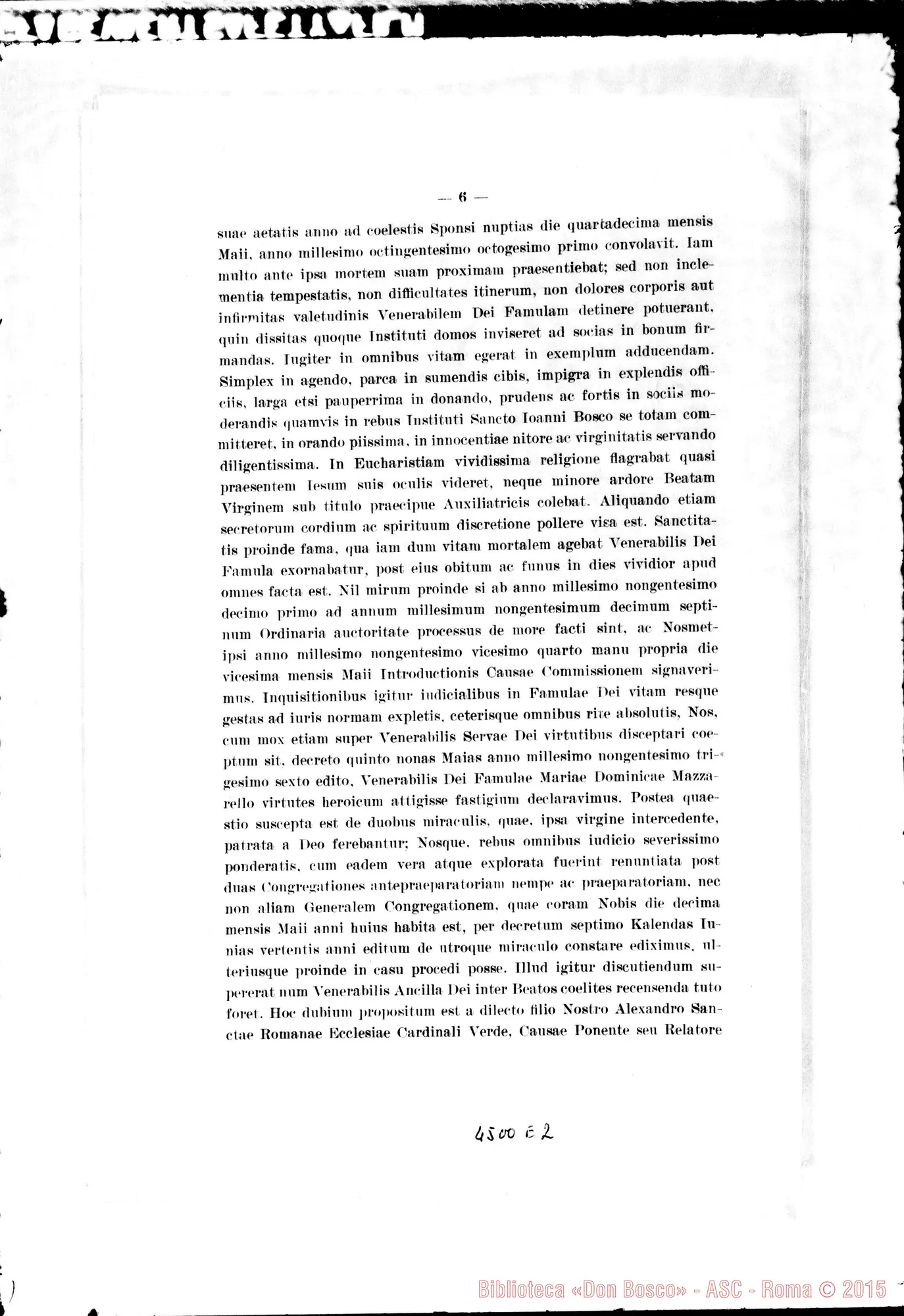 Fotogramma E 2 — Lettera Apostolica con la quale si dichiara beata Madre D. Mazzarello (Latino E italiano): Card. Pacelli. Roma, 20-11-1938