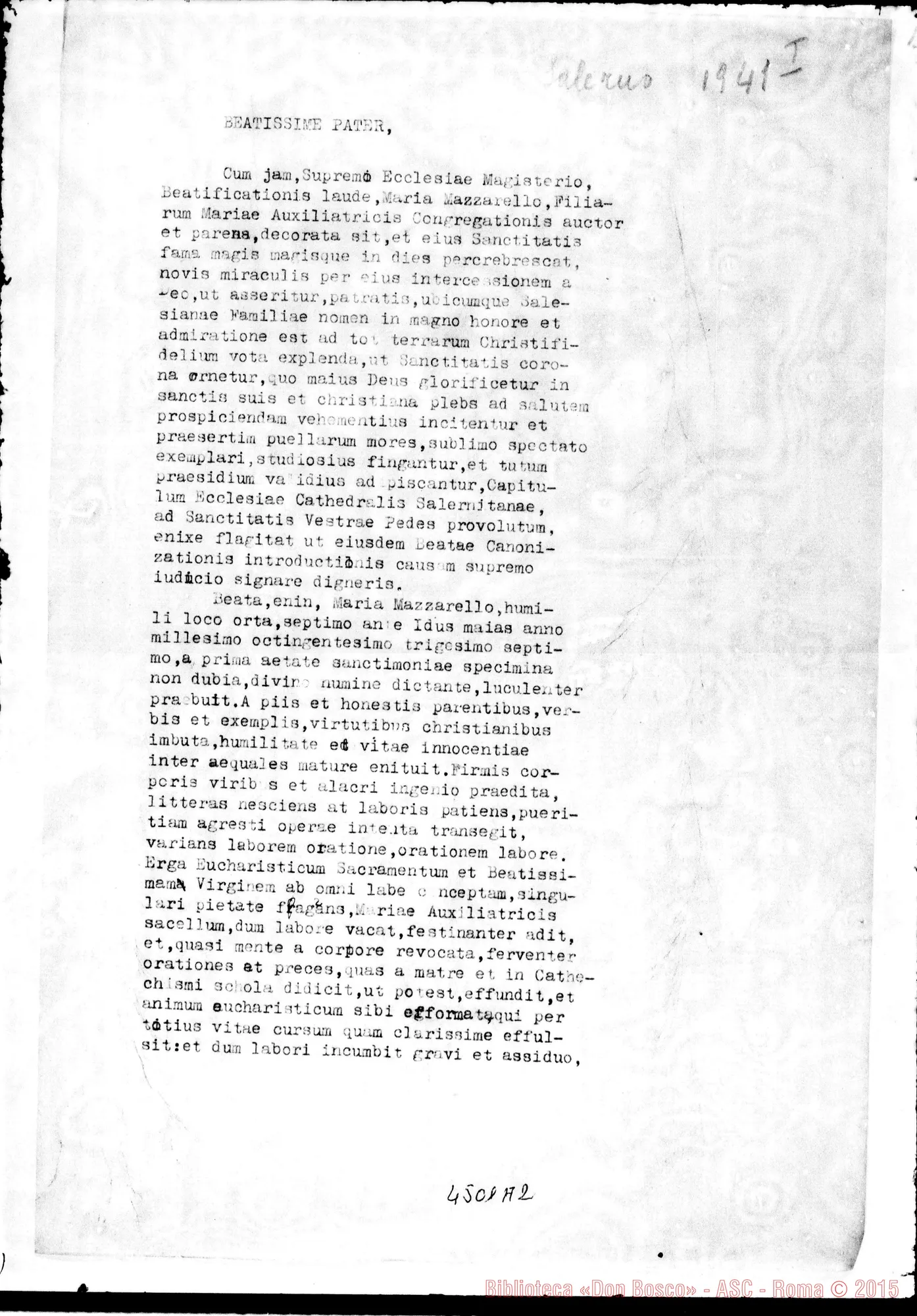 Fotogramma A 2 — Arcid. E Canonici della Cattedrale-S. Padre. Salerno, 1-06-1941