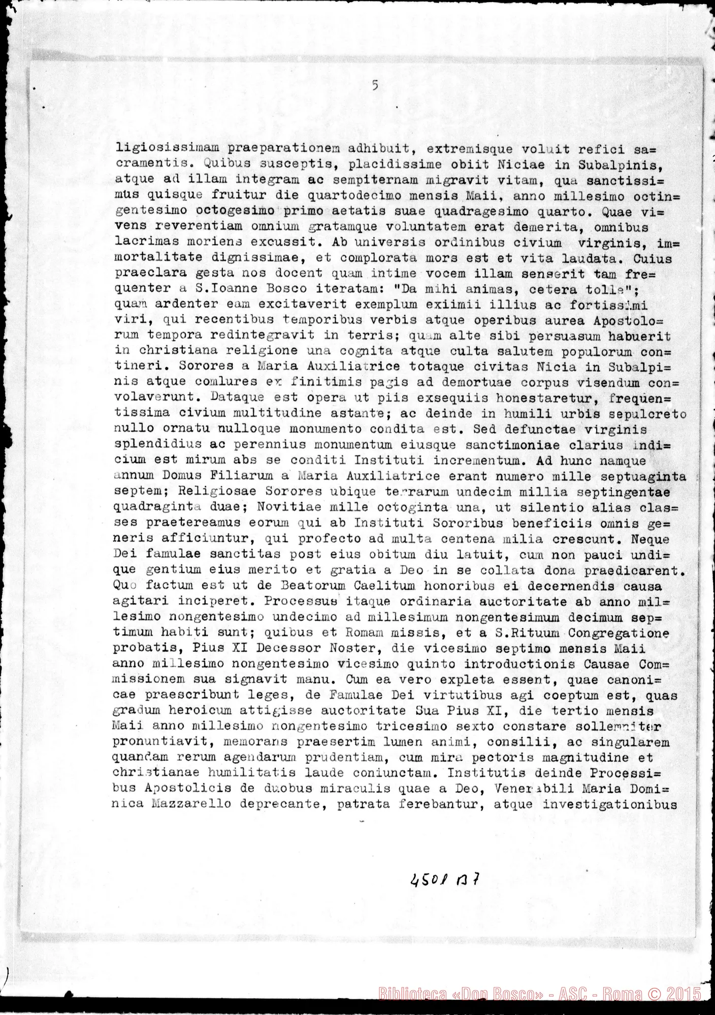 Fotogramma B 7 — Bolla di Canonizzazione di Maria Domenica Mazzarello. Copia dt. in latino e italiano. Roma, 24-06-1951 (Cfr. Atti del Consiglio Superiore Ottobre 1952, num. 170)