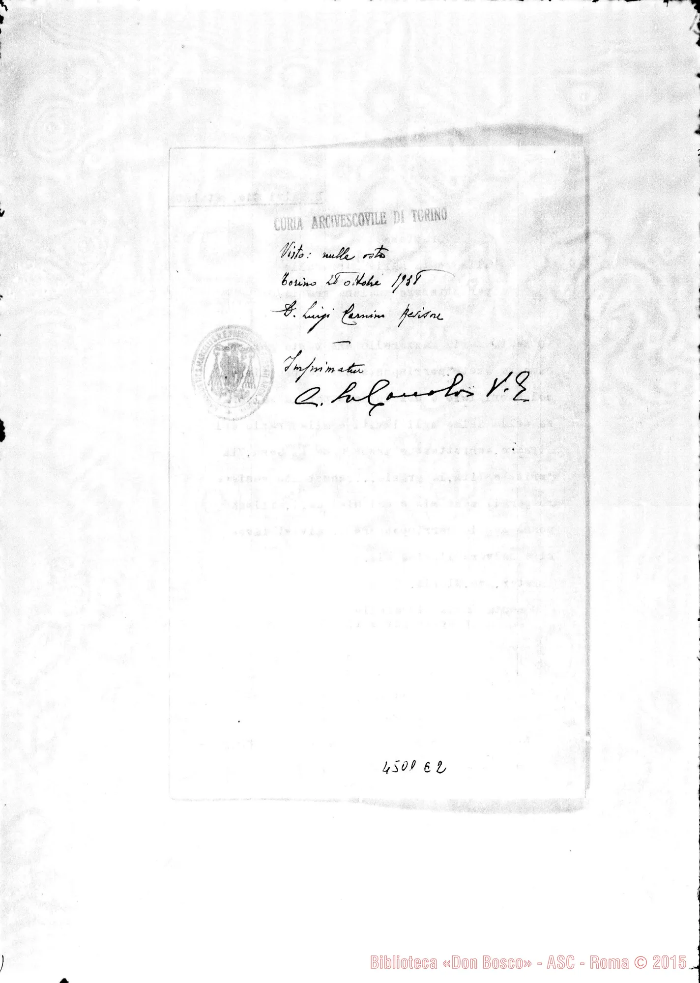 Fotogramma E 2 — Orazione A Maria Mazzarello con l’approvazione della Curia. Torino, 28-10-1938