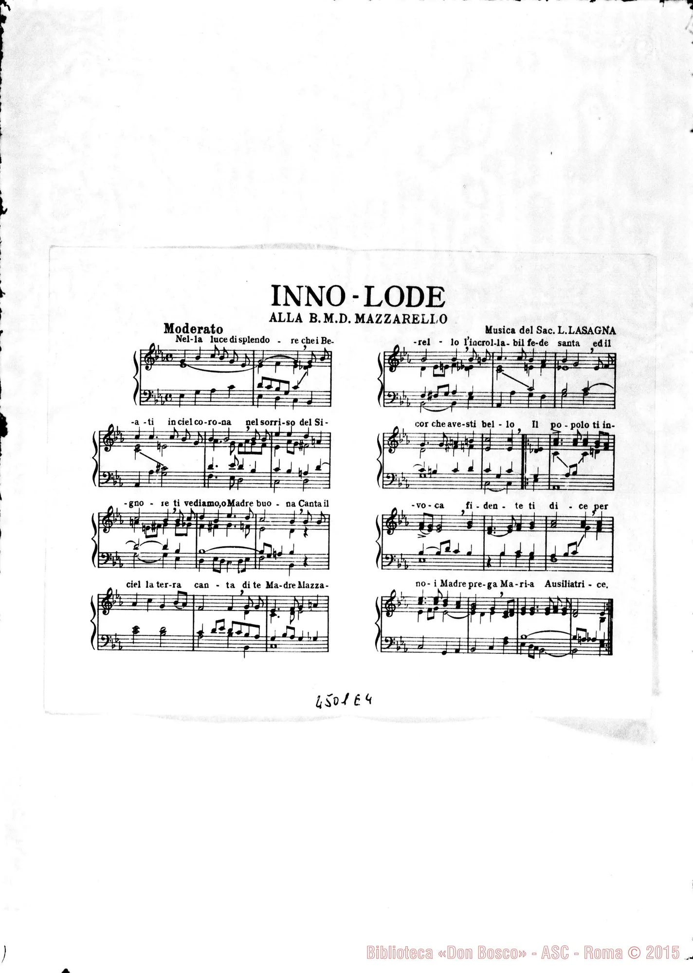 Fotogramma E 4 — Don Lasagna Luigi: Inno-Lode alla B. M. D. Mazzarello. 1940