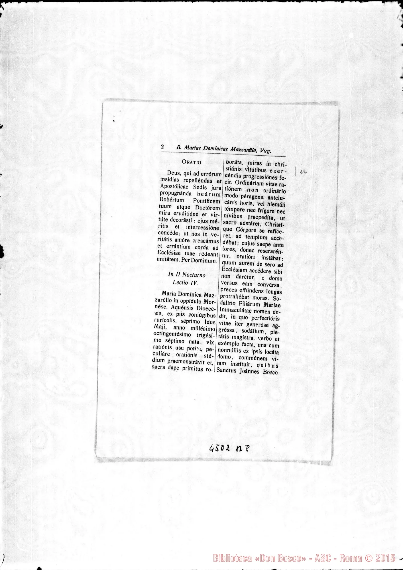 Fotogramma B 8 — Ufficio di M.D. Mazzarello con l’approvazione della Curia. Torino, 28-04-1942