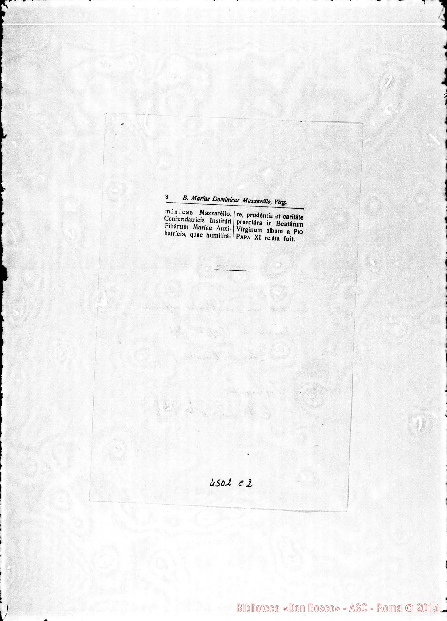 Fotogramma C 2 — Ufficio di M.D. Mazzarello con l’approvazione della Curia. Torino, 28-04-1942