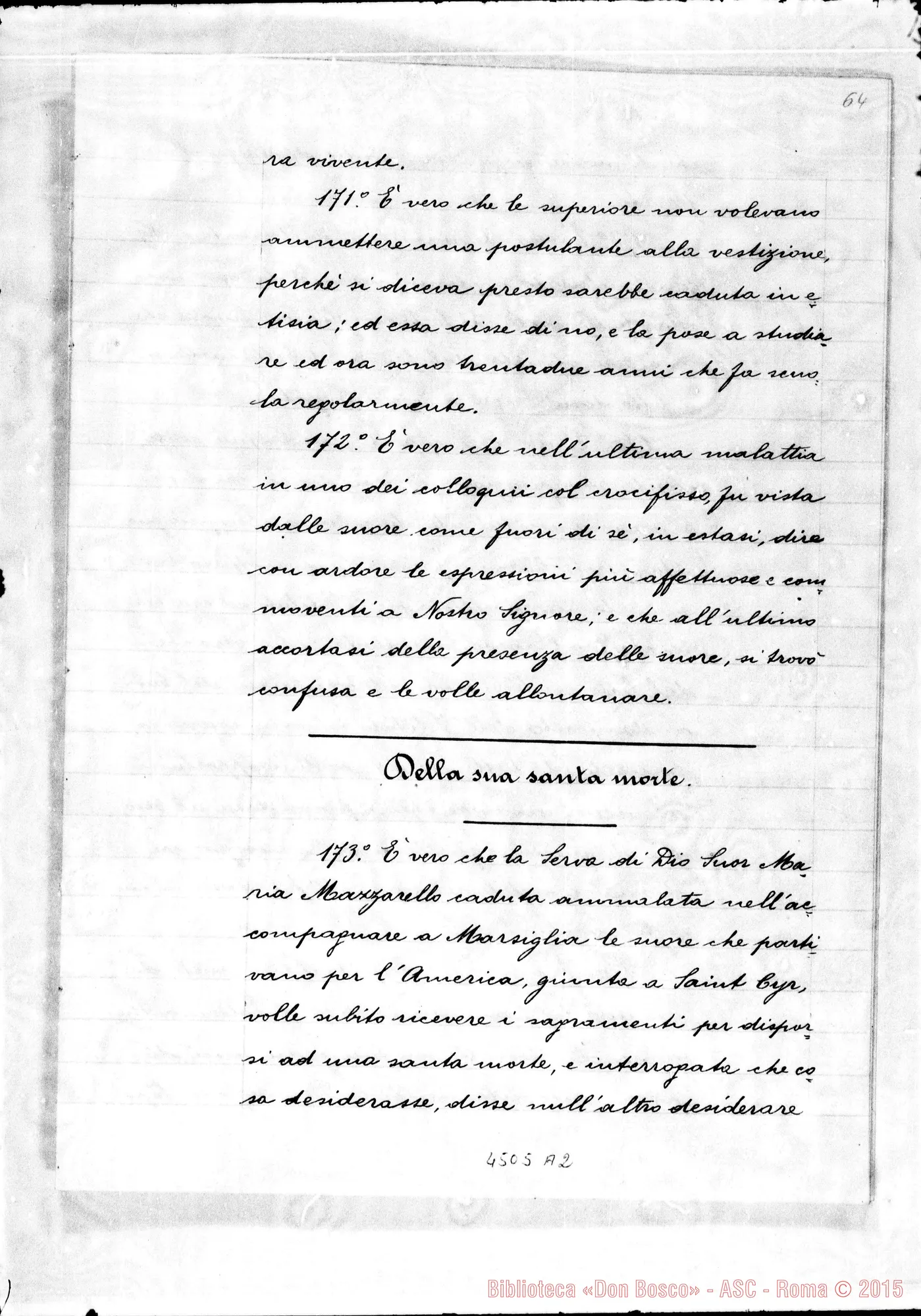 Fotogramma A 2 — Della sua santa morte