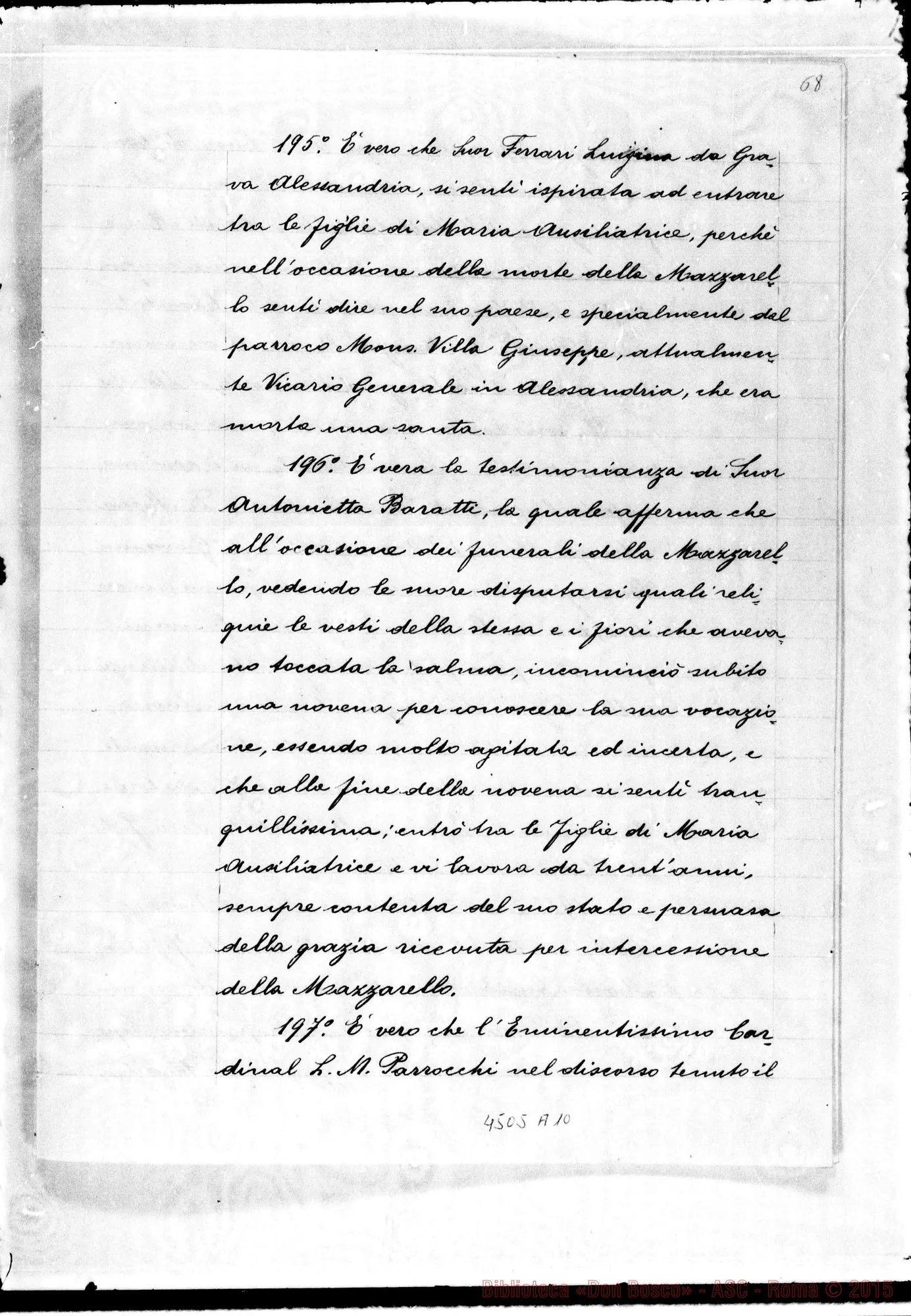 Fotogramma A 10 — Fama di santità dopo morte