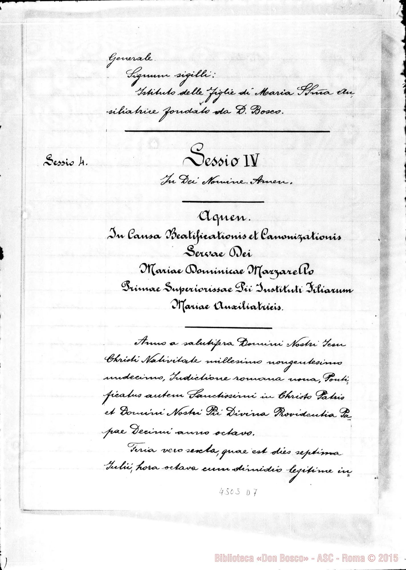 Fotogramma D 7 — Notula testium