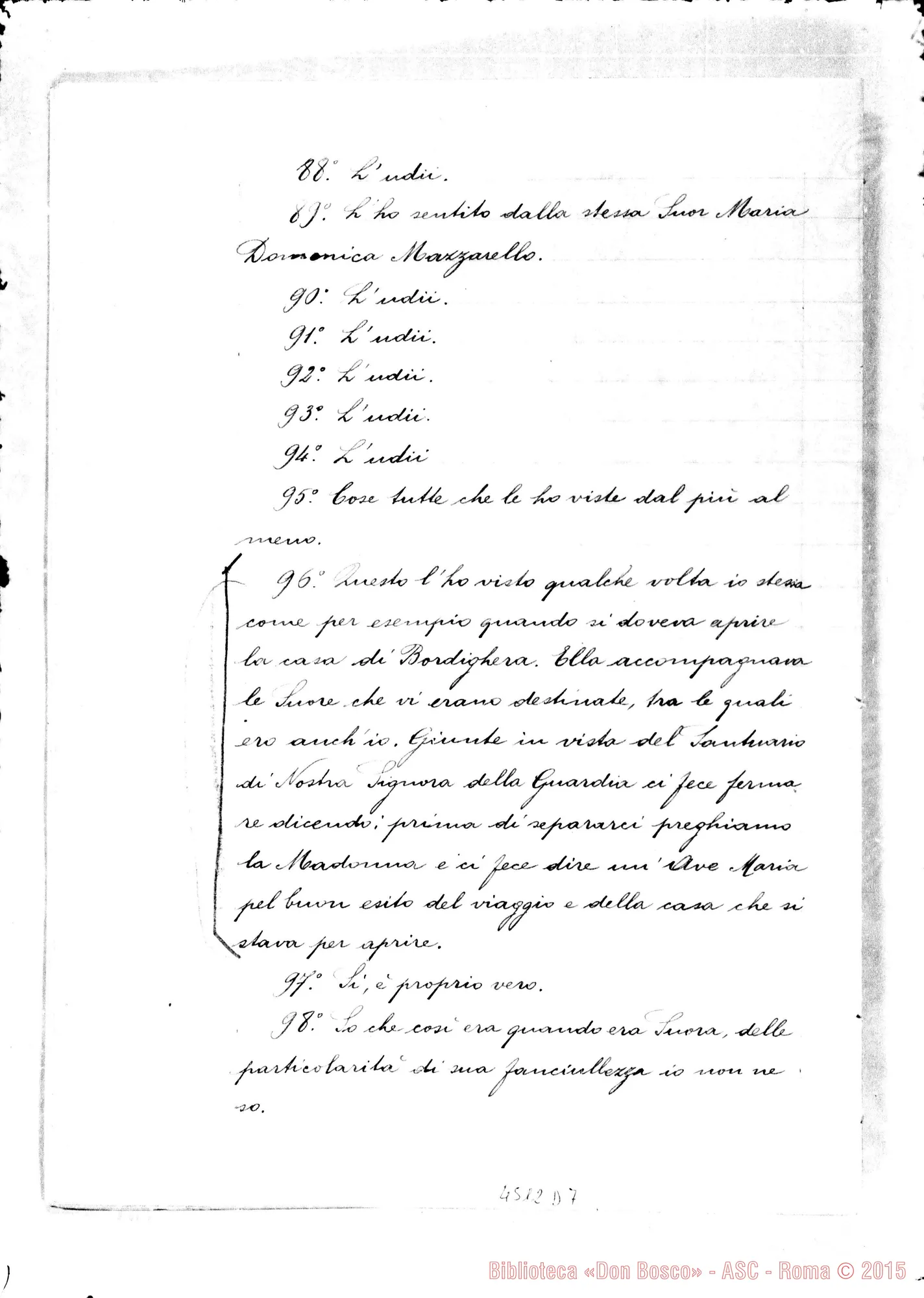 Fotogramma D 7 — Camisassa Orsola, suora