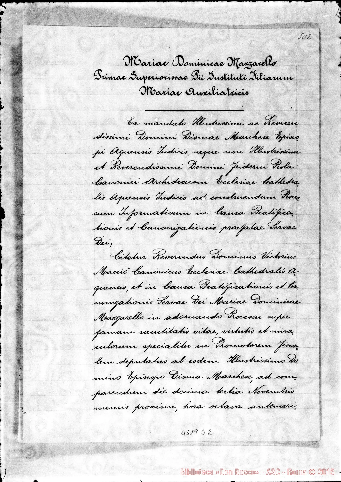 Fotogramma D 2 — In Curia Ecclesiastica S. Josephi de Costa Rica: super fama sanctitatis vitae, virtutum et miraculorum