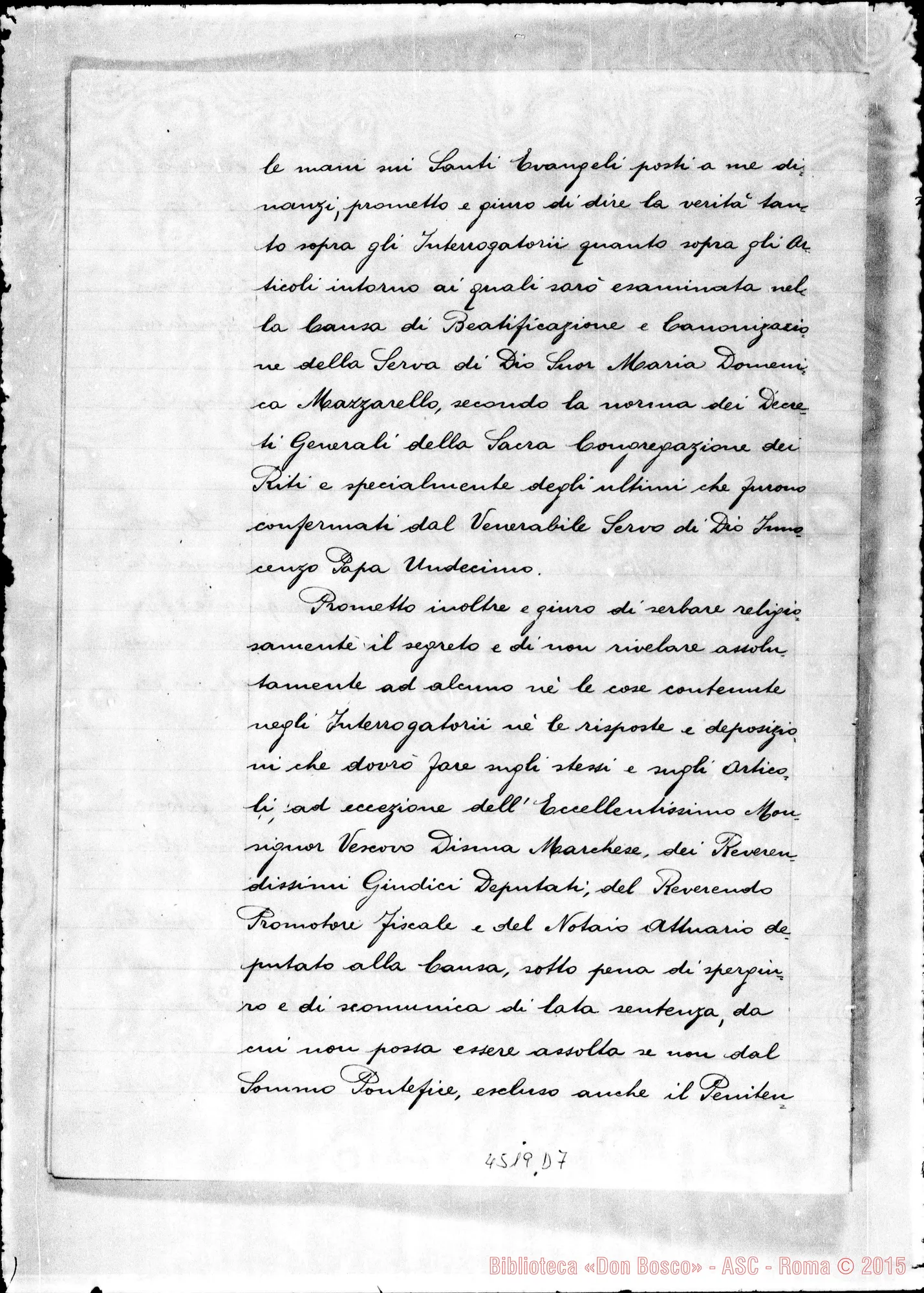 Fotogramma D 7 — In Curia Ecclesiastica S. Josephi de Costa Rica: super fama sanctitatis vitae, virtutum et miraculorum