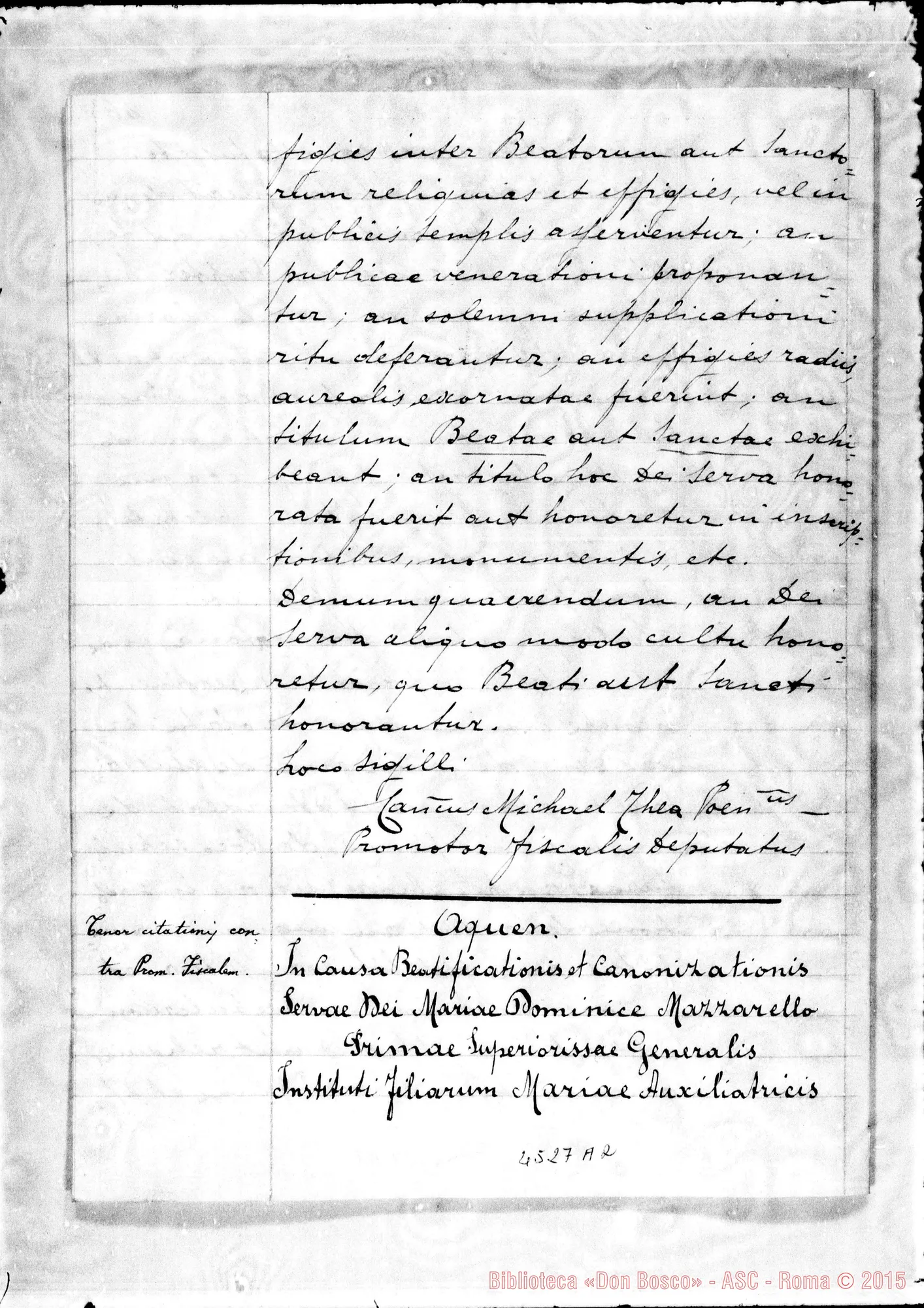Fotogramma A 2 — Examen testium: Daghero Caterina, Superiora Generale