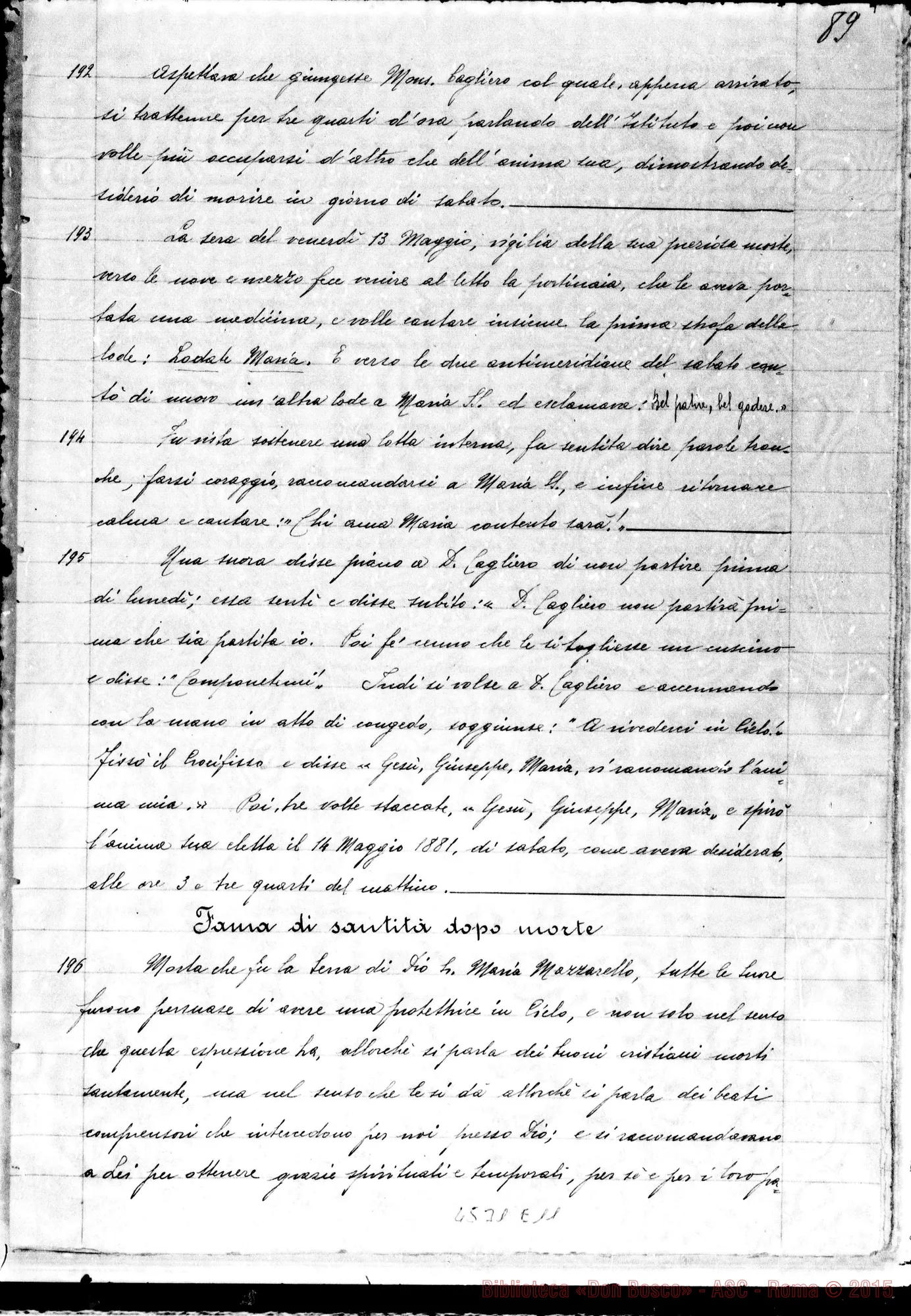 Fotogramma E 11 — Della sua santa morte