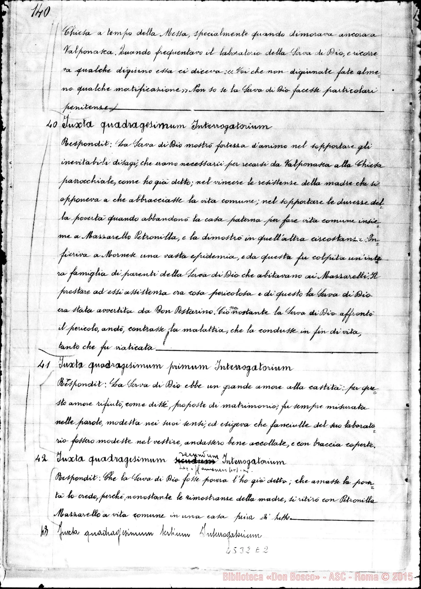 Fotogramma E 2 — Comparitio testium: Mazzarello Angela, vedova
