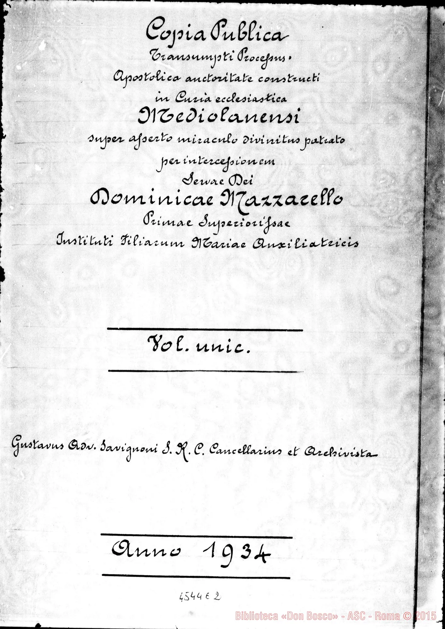 Fotogramma E 2 — In Curia Ecclesiastica Mediolanensi: super miraculo (1934)