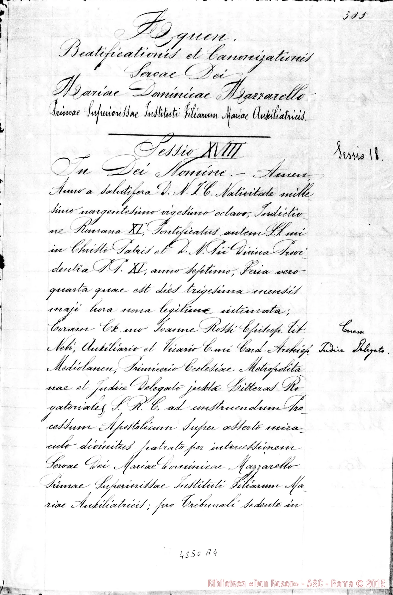 Fotogramma A 4 — In Curia Ecclesiastica Mediolanensi: super miraculo (1934)
