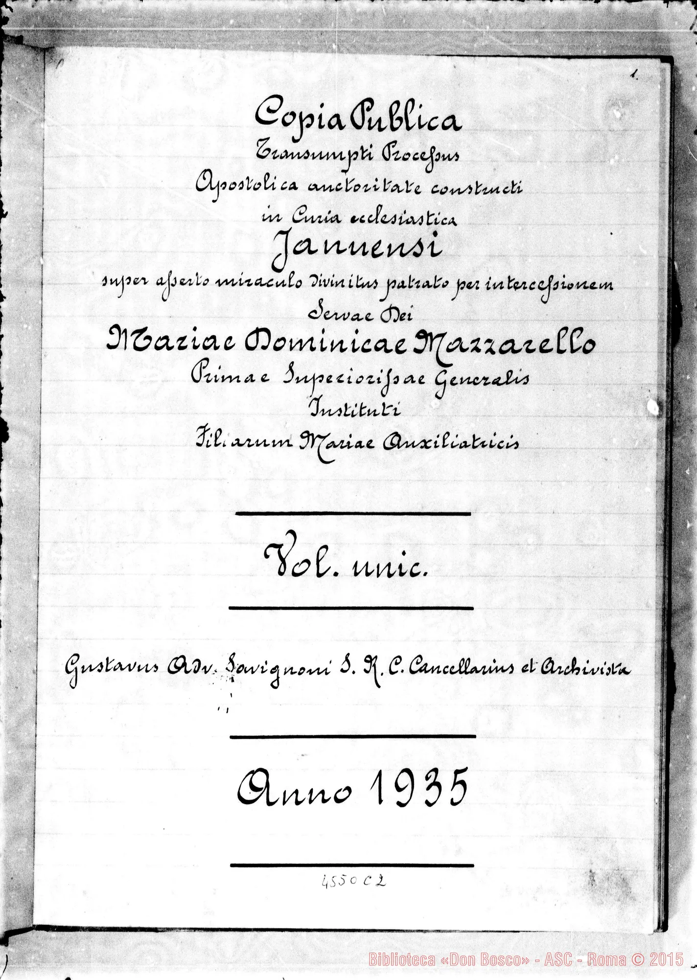 Fotogramma C 2 — In Curia Ecclesiastica Jannensi: super miraculo (1935)