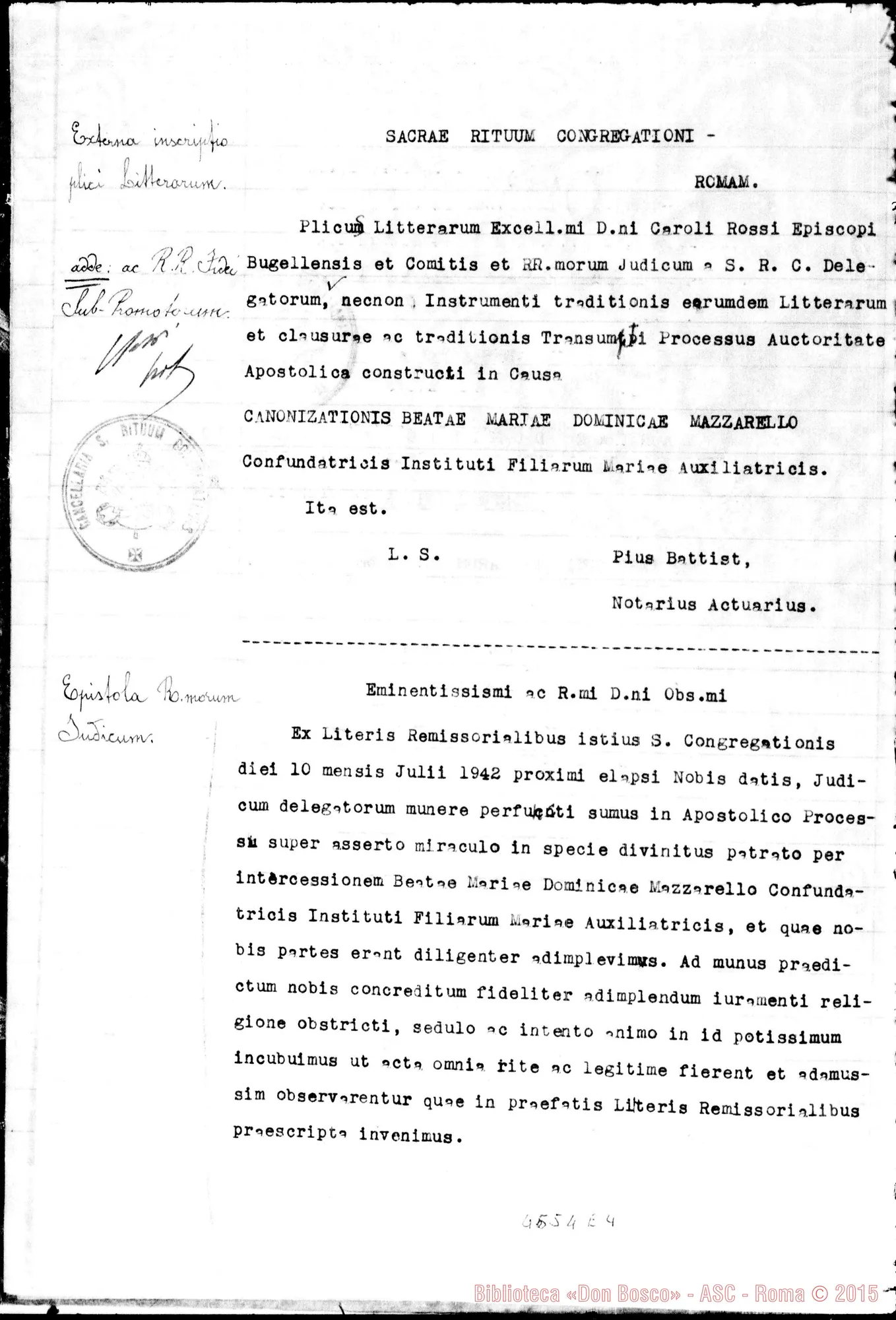 Fotogramma E 4 — In Curia Ecclesiastica Bugellae: super miraculo (1942)