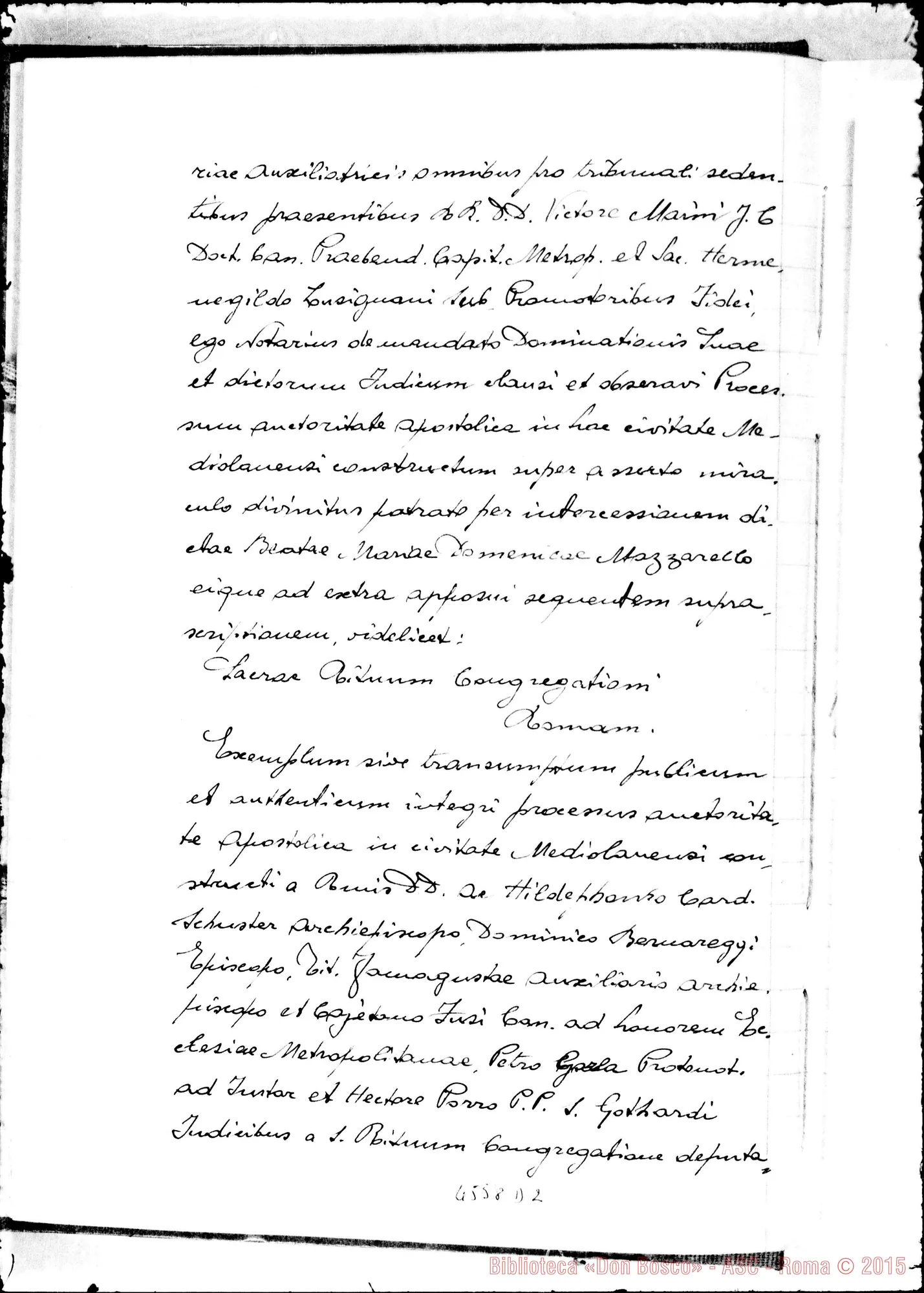 Fotogramma D 2 — In Curia Ecclesiastica Mediolanen.: super miraculo (1948)