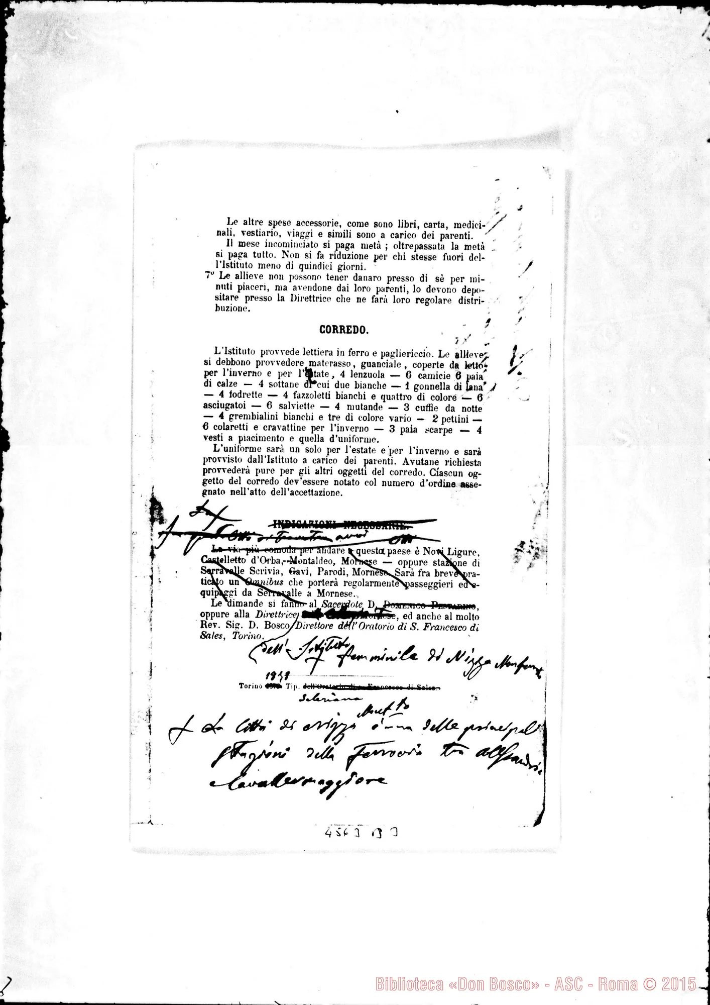 Fotogramma B 3 — Programma dell’Oratorio, stampato, con correz. di D. Bonetti E nota autogr. di D. Bosco. Anno 1878. Fotocopia