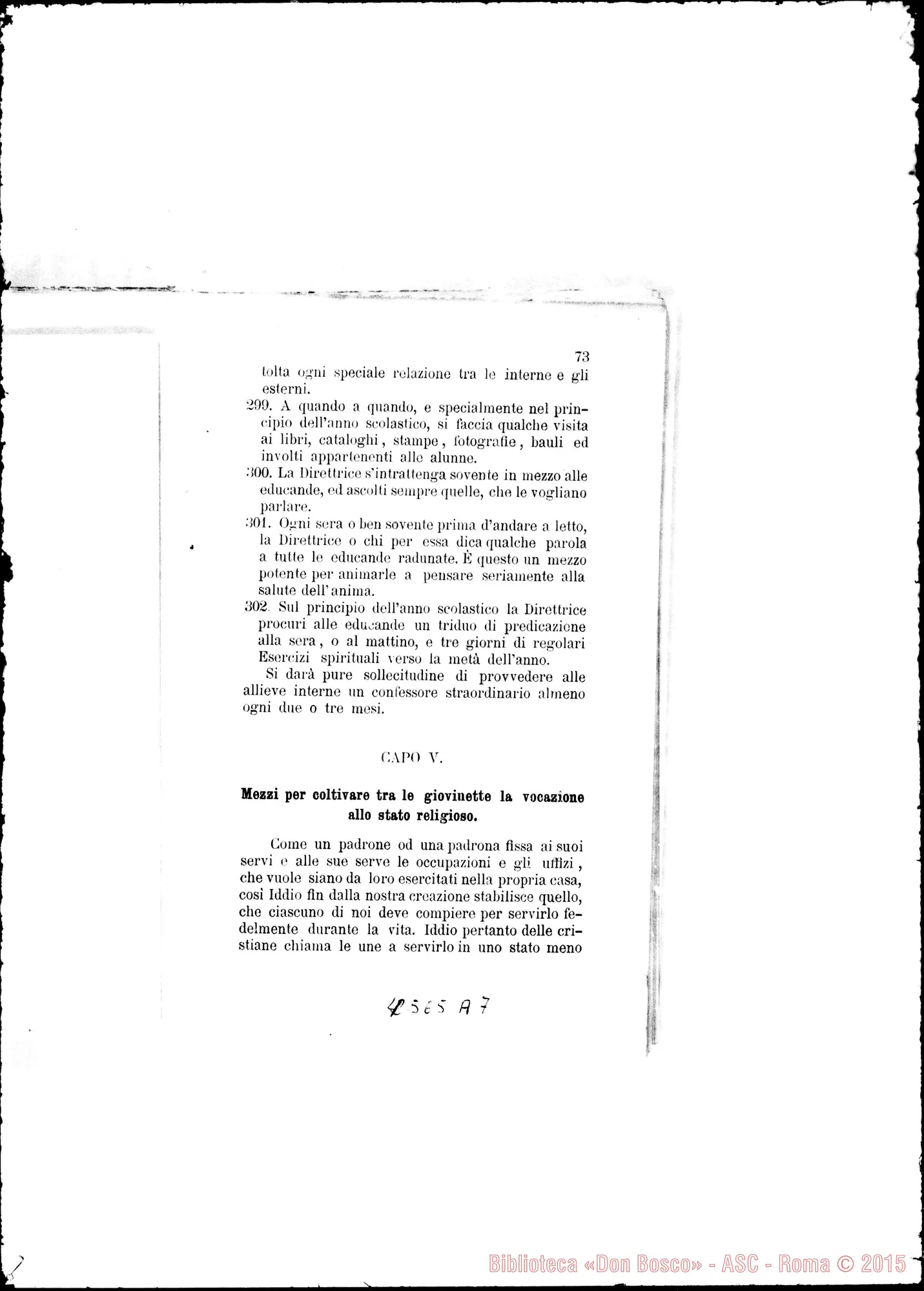 Fotogramma A 7 — Deliberazioni del Secondo Capitolo Generale. Torino, 1887. Stampato