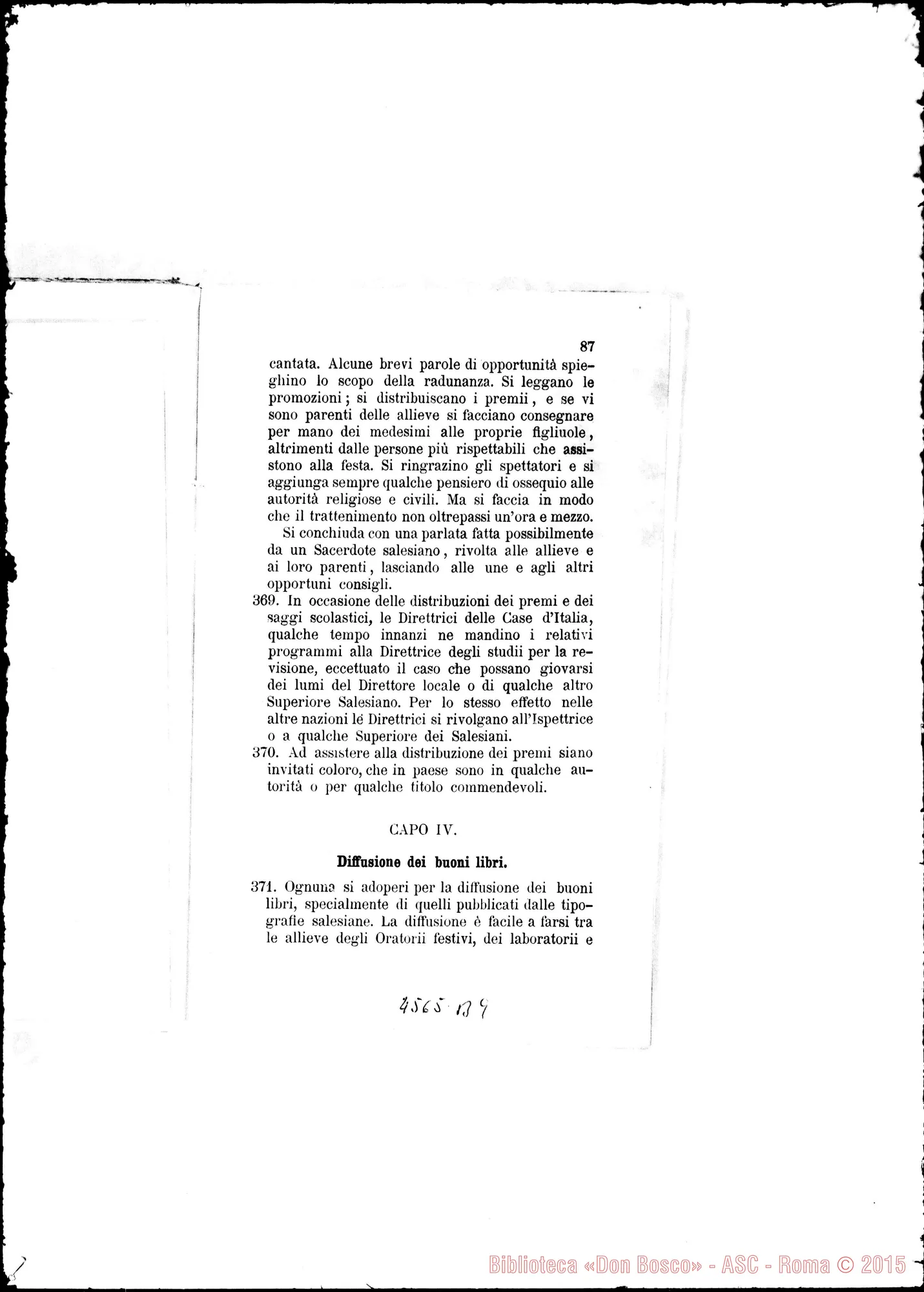 Fotogramma B 9 — Deliberazioni del Secondo Capitolo Generale. Torino, 1887. Stampato