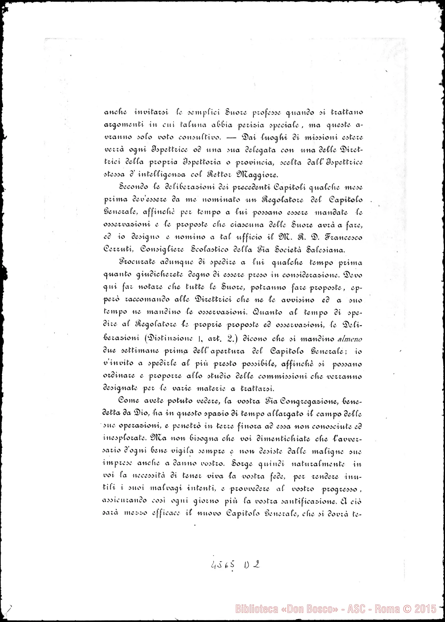Fotogramma D 2 — Don Rua-Dilettissime Figlie, il 19-03-1892. Convocazione del Capitolo. Stampato