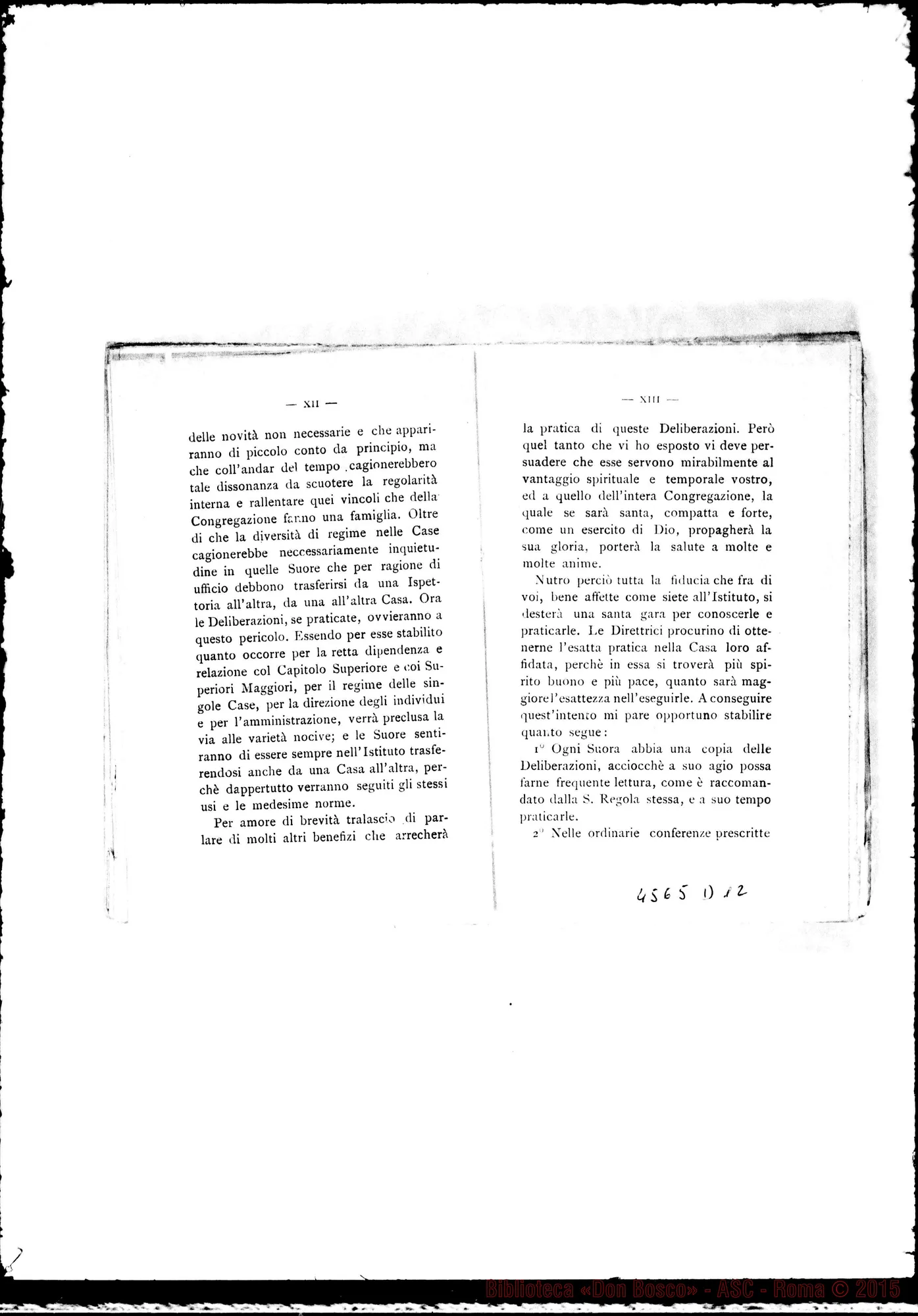 Fotogramma D 12 — Deliberazioni dei Capitoli Generali nel 1883, 1886 E 1892. Stampato Verbali dei Capitoli Generali III, IV, V E VI. Dattiloscritto. Cfr. 4577 E3