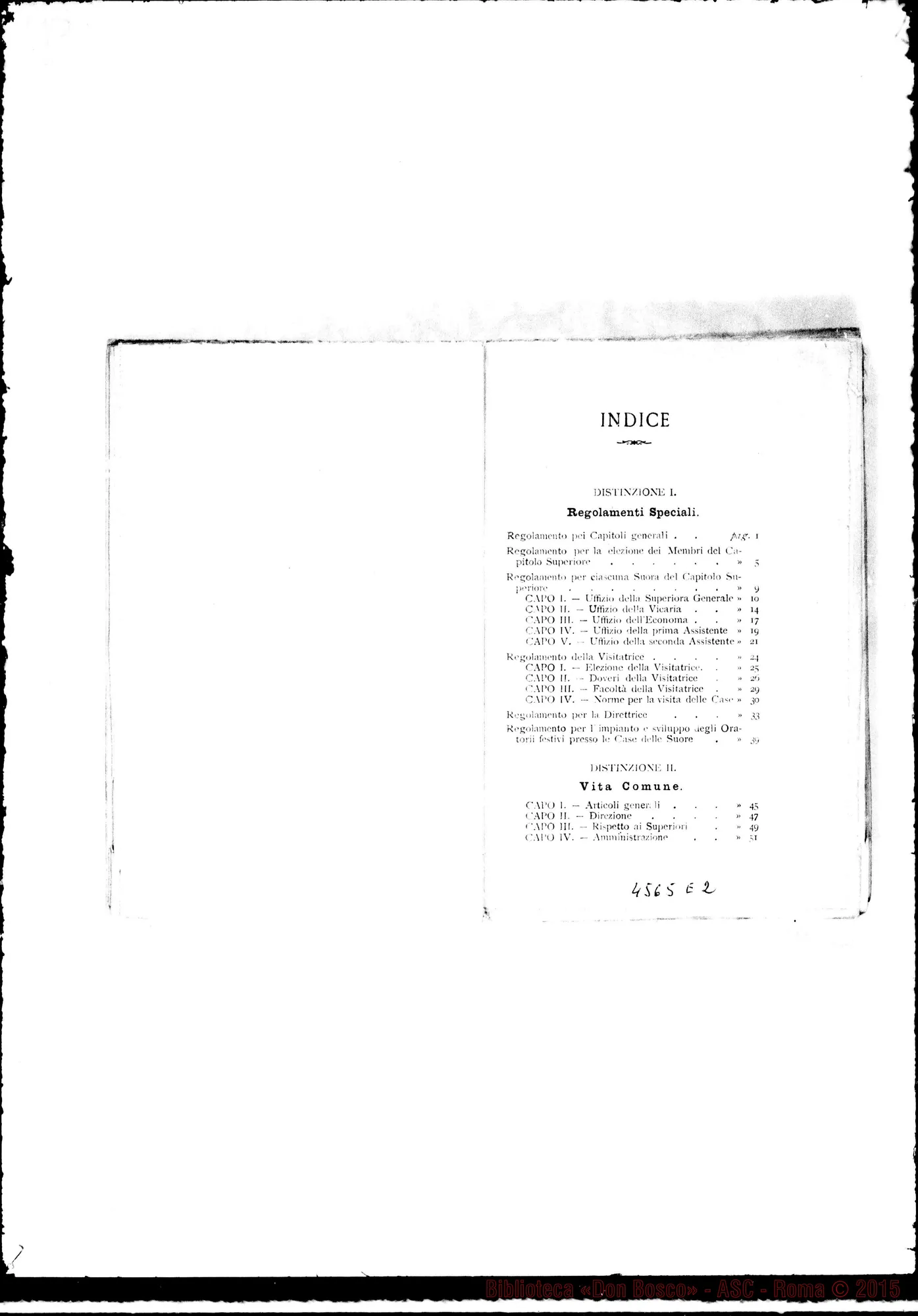 Fotogramma E 2 — Deliberazioni dei Capitoli Generali nel 1883, 1886 E 1892. Stampato Verbali dei Capitoli Generali III, IV, V E VI. Dattiloscritto. Cfr. 4577 E3