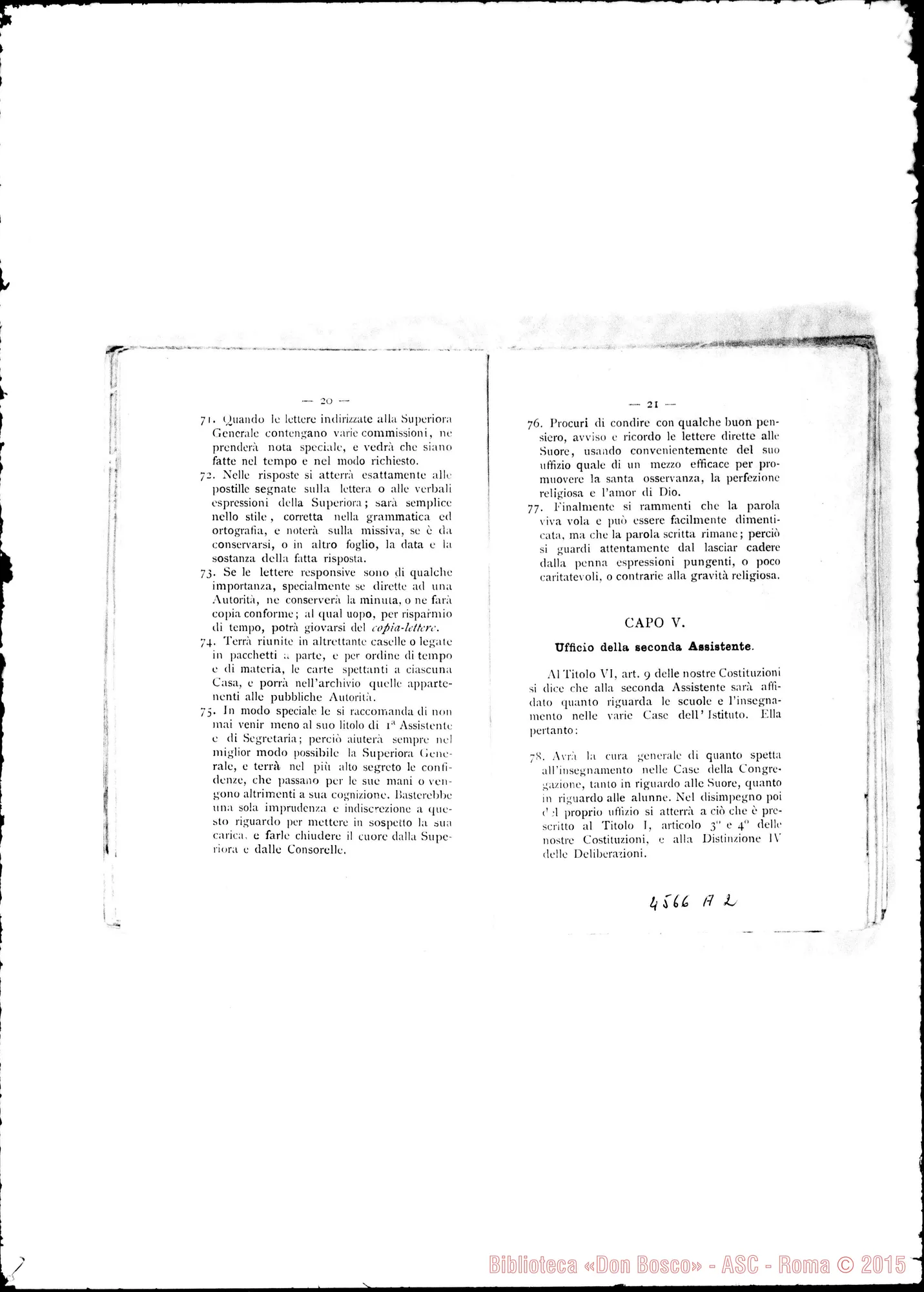 Fotogramma A 2 — Deliberazioni dei Capitoli Generali nel 1883, 1886 E 1892. Stampato Verbali dei Capitoli Generali III, IV, V E VI. Dattiloscritto. Cfr. 4577 E3