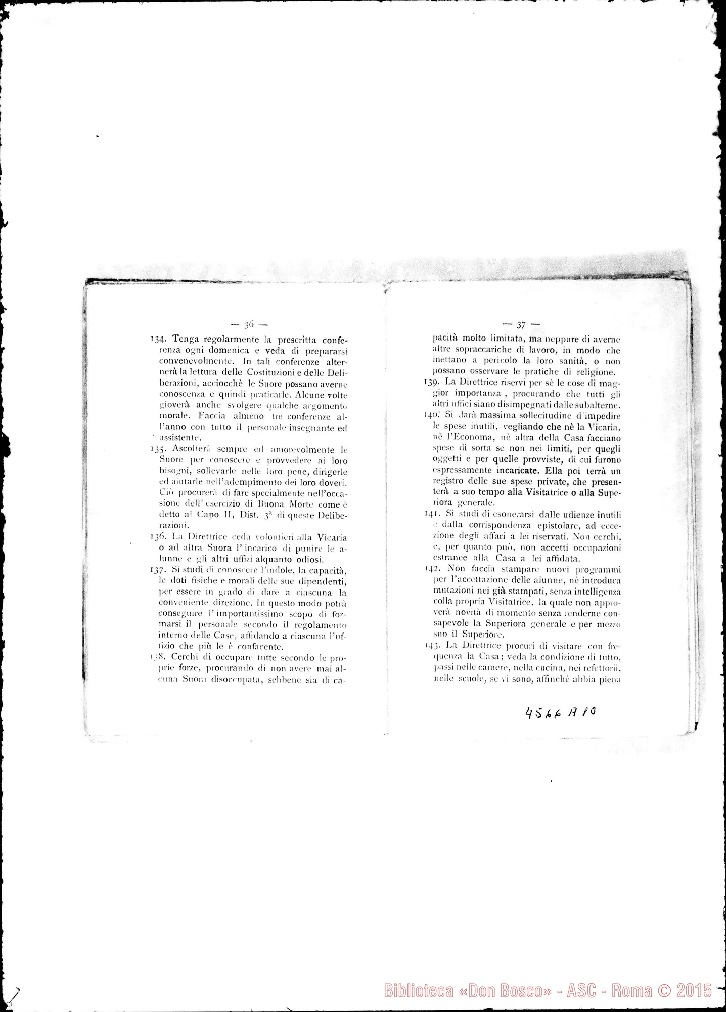 Fotogramma A 10 — Deliberazioni dei Capitoli Generali nel 1883, 1886 E 1892. Stampato Verbali dei Capitoli Generali III, IV, V E VI. Dattiloscritto. Cfr. 4577 E3