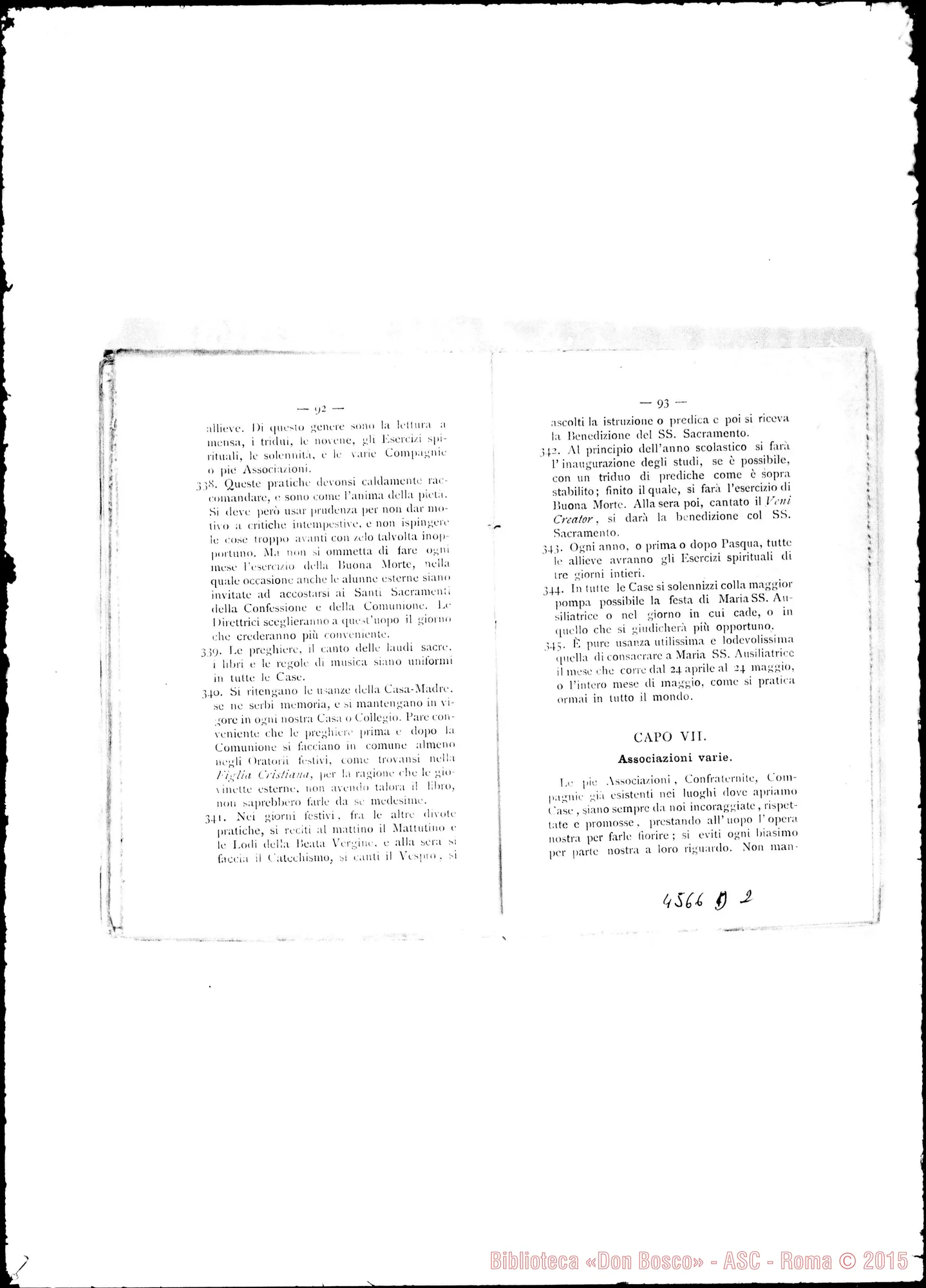Fotogramma D 2 — Deliberazioni dei Capitoli Generali nel 1883, 1886 E 1892. Stampato Verbali dei Capitoli Generali III, IV, V E VI. Dattiloscritto. Cfr. 4577 E3