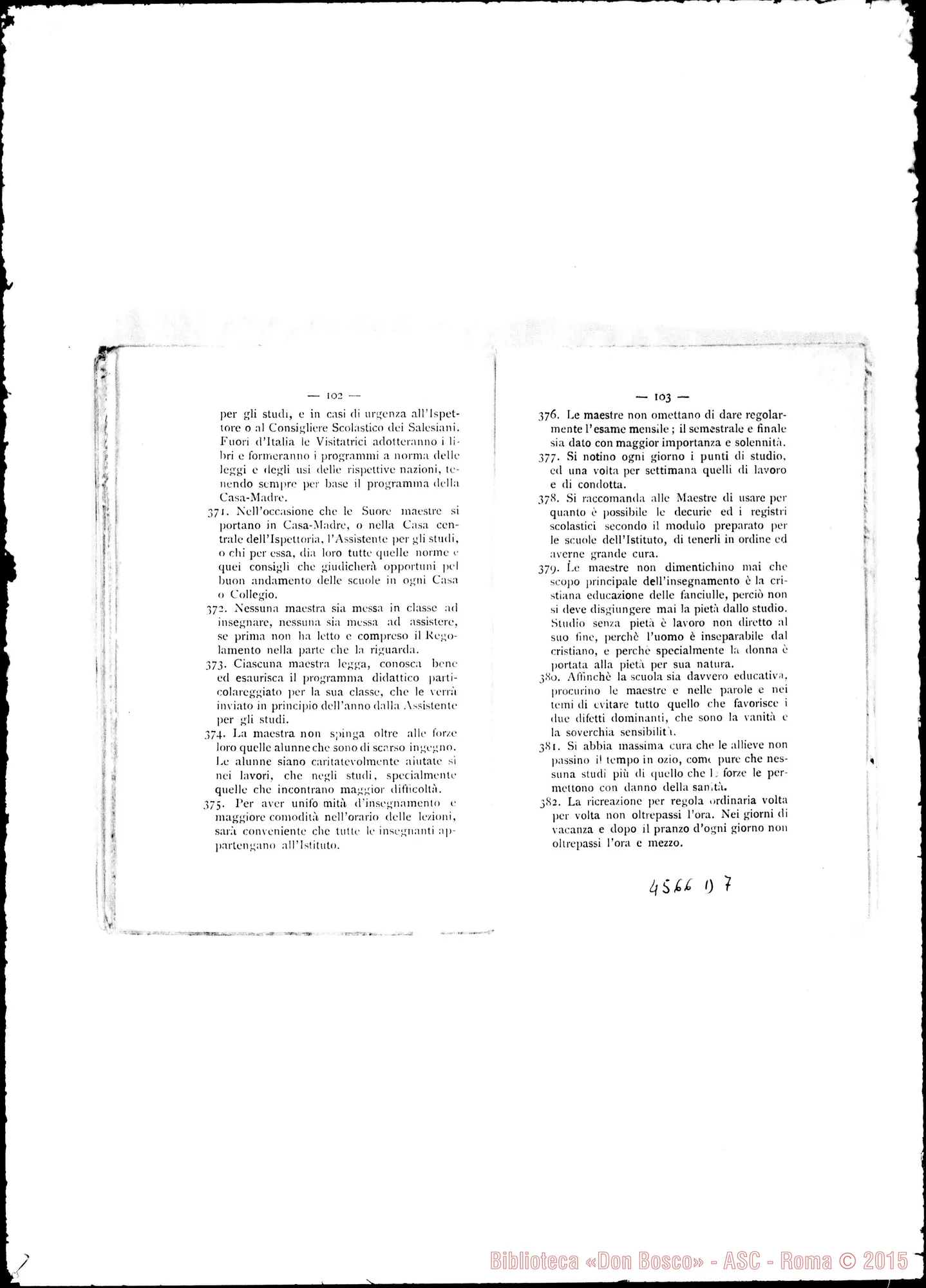 Fotogramma D 7 — Deliberazioni dei Capitoli Generali nel 1883, 1886 E 1892. Stampato Verbali dei Capitoli Generali III, IV, V E VI. Dattiloscritto. Cfr. 4577 E3