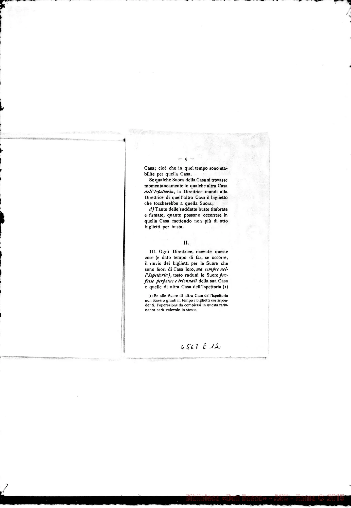 Fotogramma E 12 — Regolamento per il Capitolo Generale. Stampato