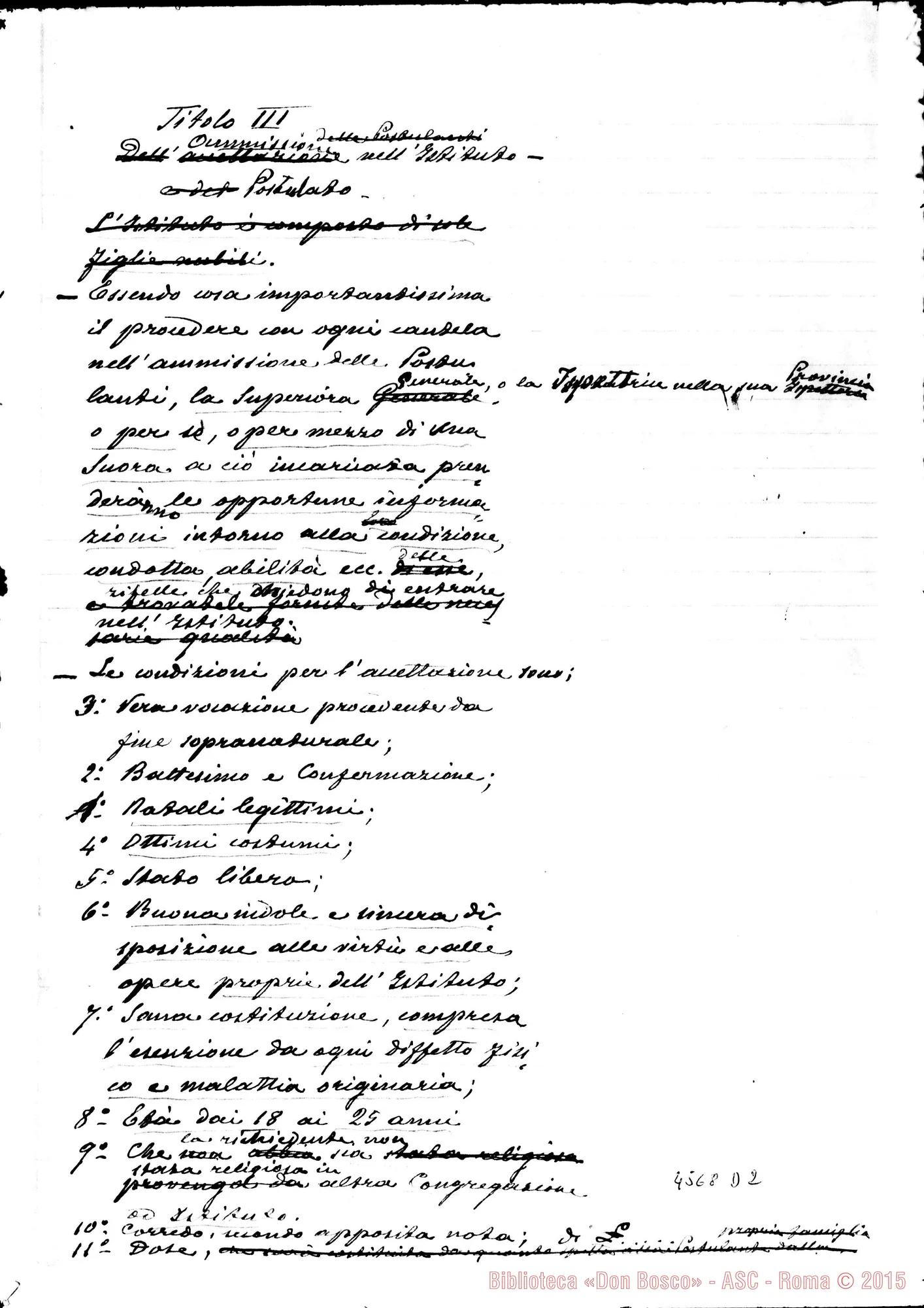 Fotogramma D 2 — Costituzioni: Appunti di D. Marenco: nuova redazione