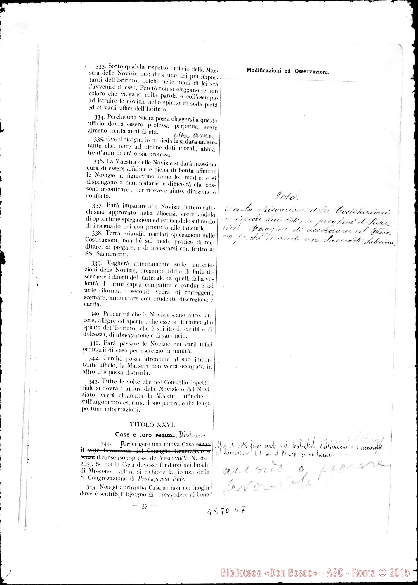 Fotogramma E 7 — Copia stampata con il Decreto del 1890, con correzioni ms.