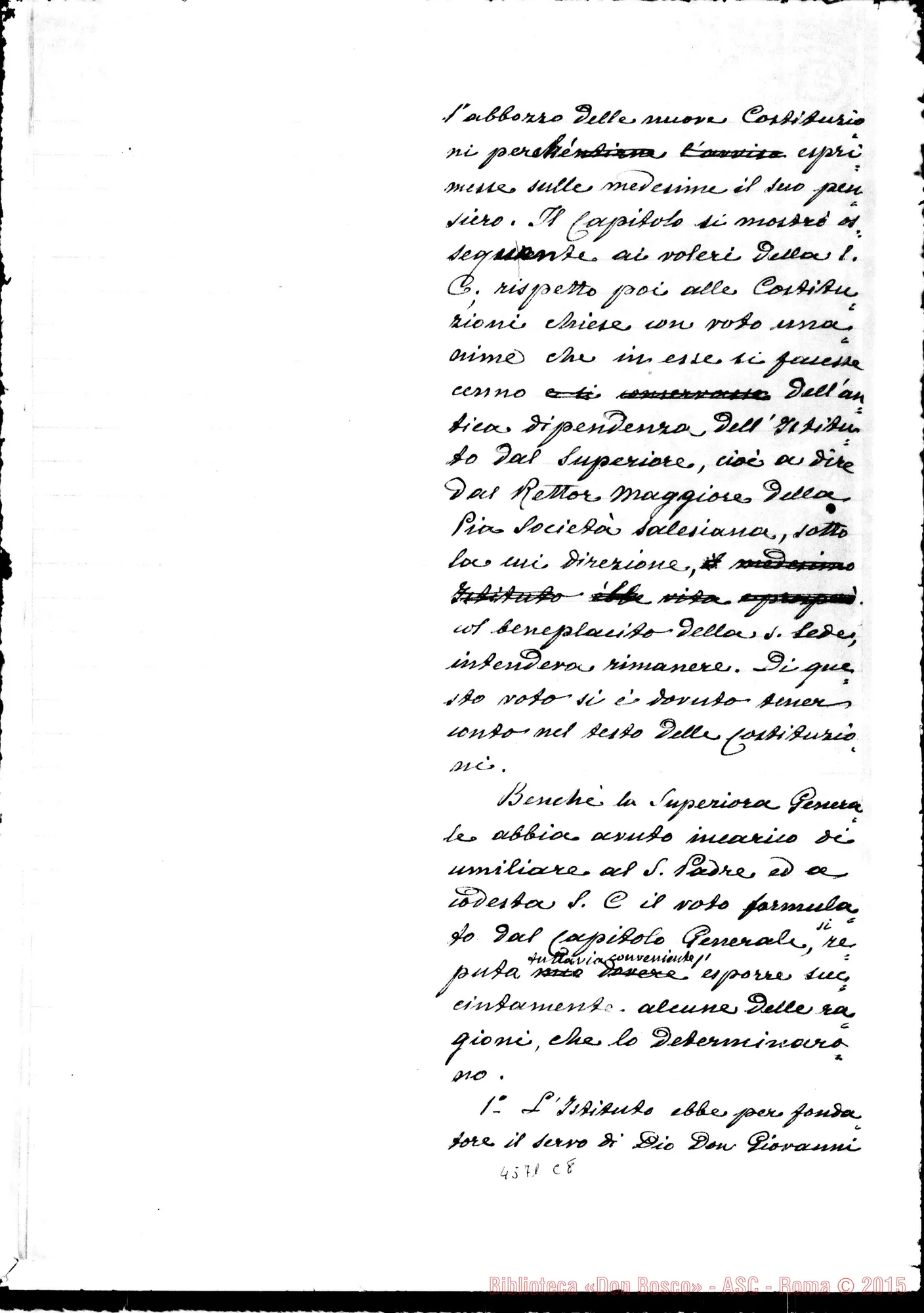 Fotogramma C 8 — Don Marenco-Prefetto della S. C. dei W. RR. Brutta copia, presentando le Costituzioni conformate. Gennaio 1906