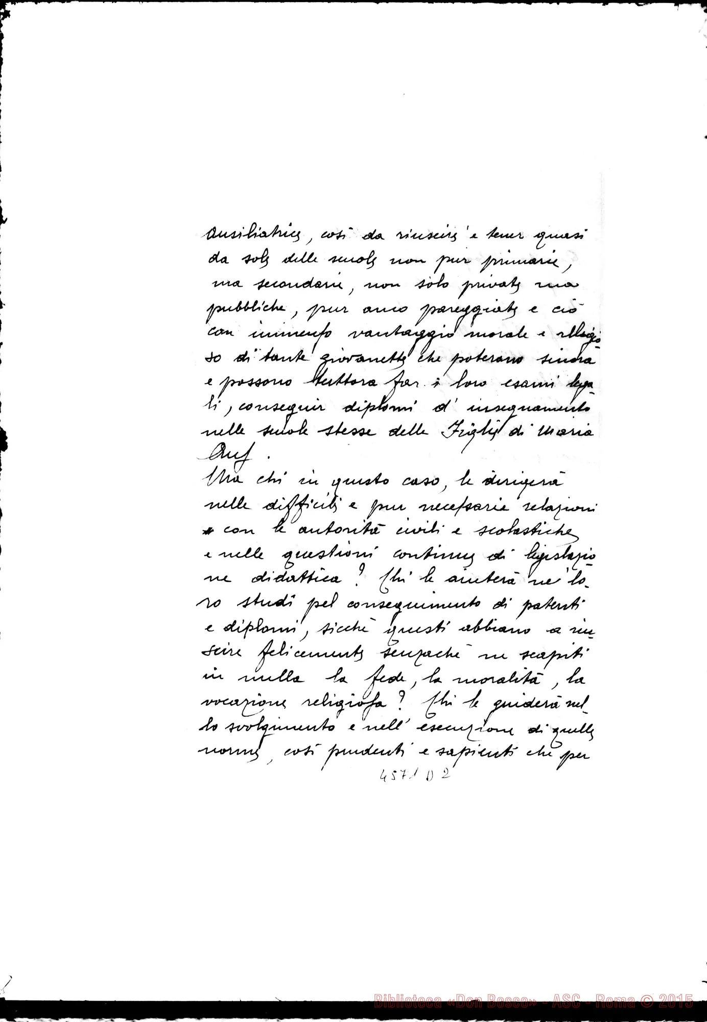 Fotogramma D 2 — Don Marenco-Prefetto della S. C. dei W. RR. Brutta copia, presentando le Costituzioni conformate. Gennaio 1906