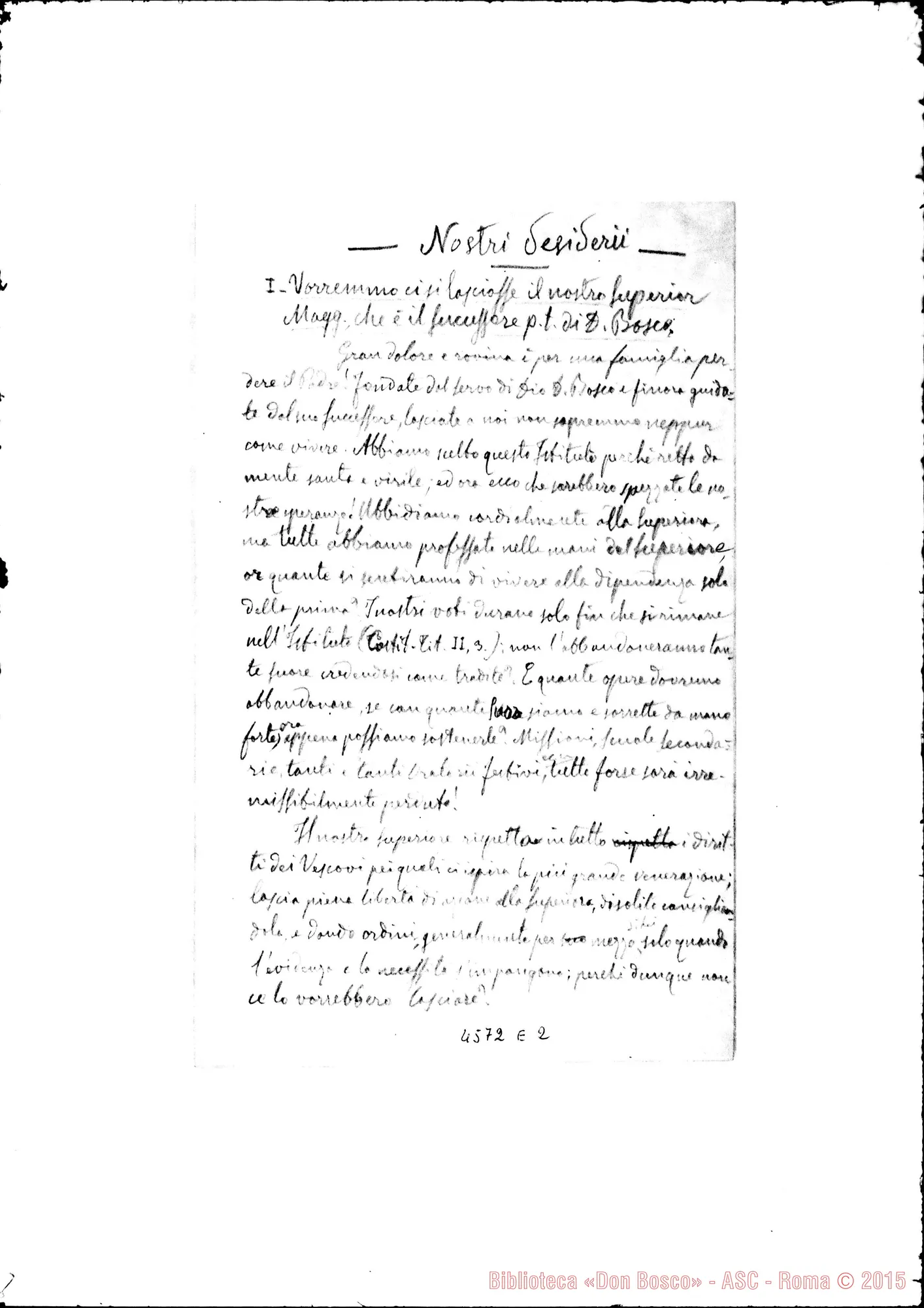 Fotogramma E 2 — Promemoria: note per un ricorso. Ms. di Don Bretto