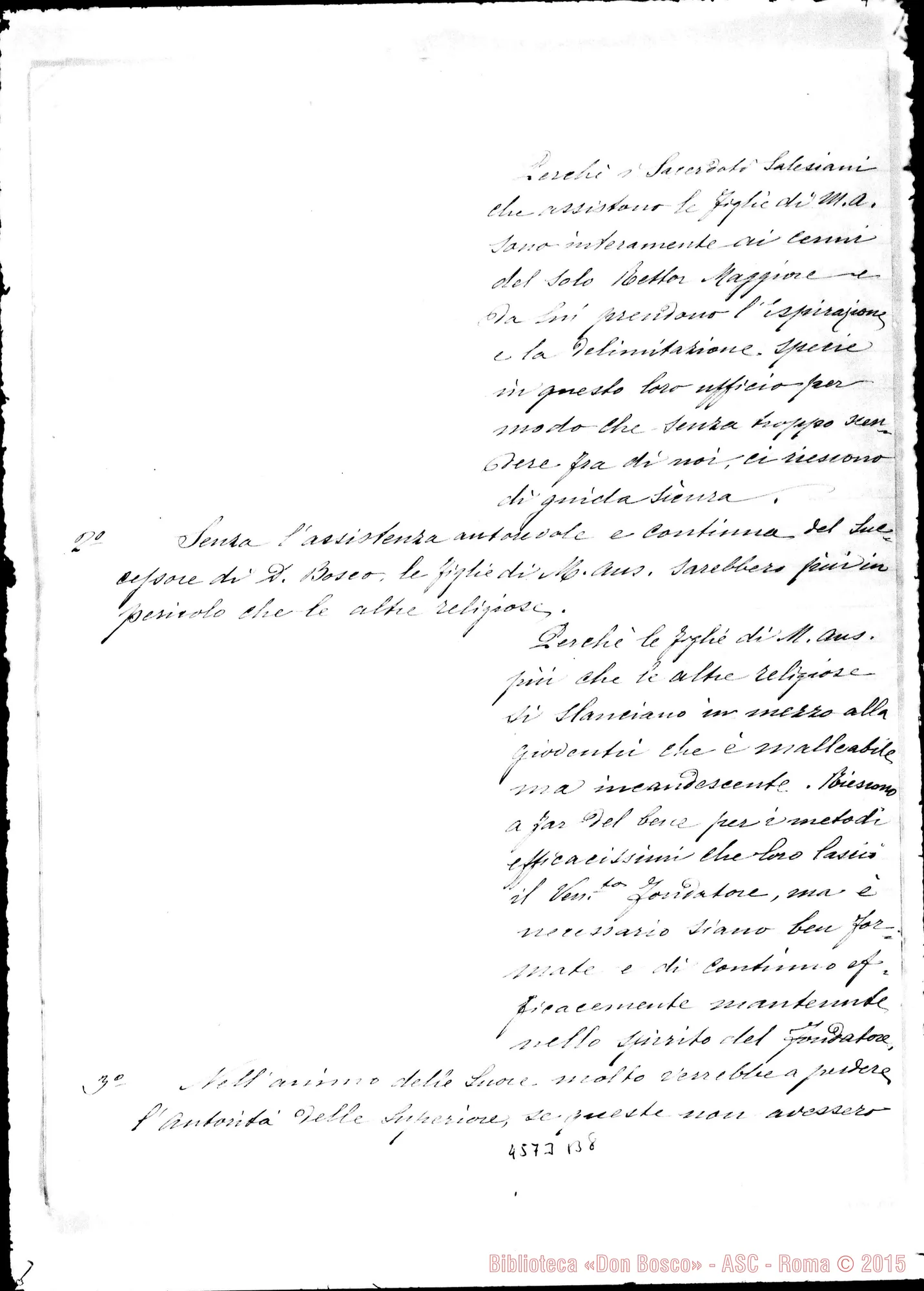 Fotogramma B 8 — Le Figlie di M.A.: appunti riguardanti l’istituto. Ms.
