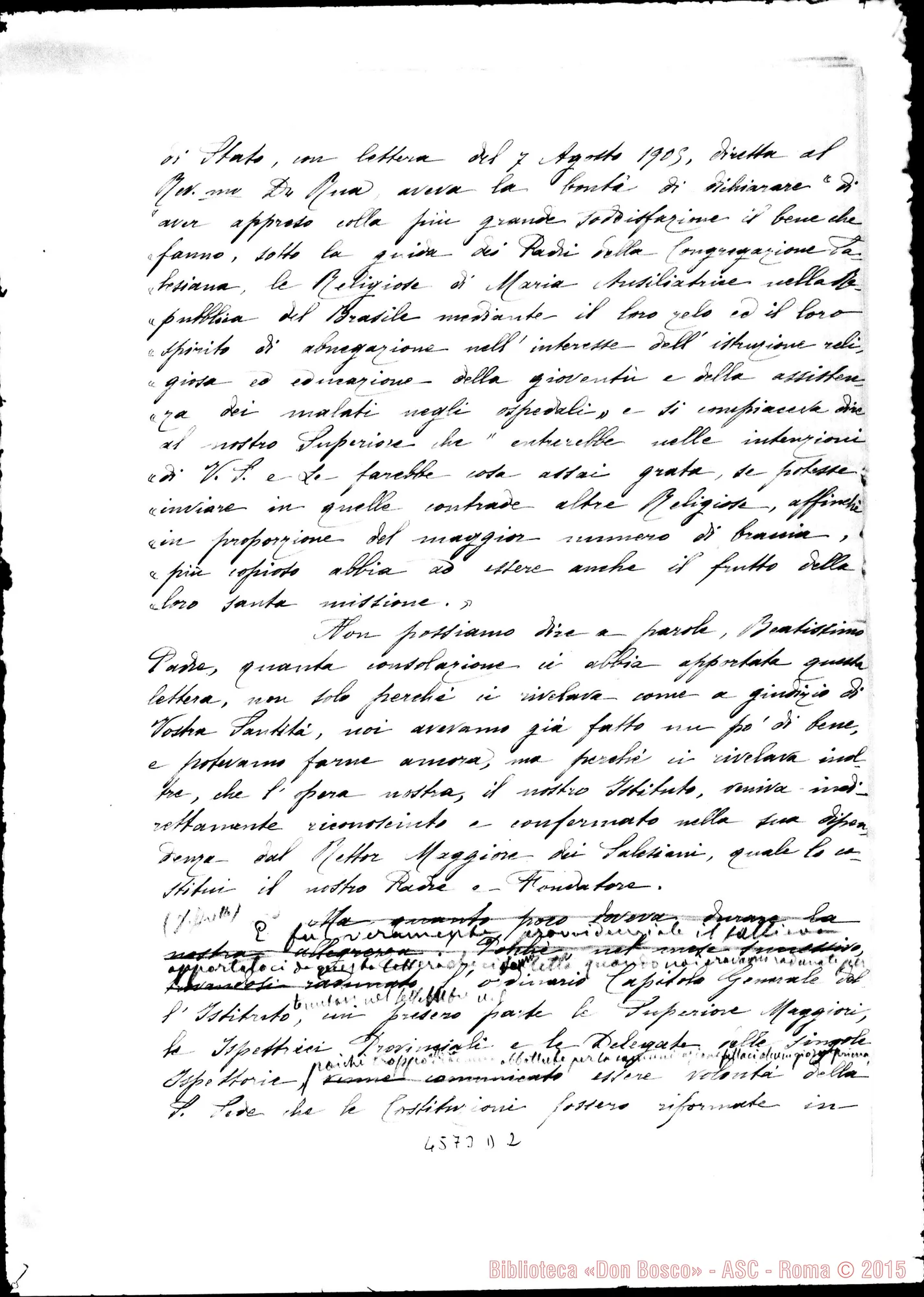 Fotogramma D 2 — Madre Daghero-Beatissimo Padre. Dicembre 1905. Supplica. Minuta E bella copia