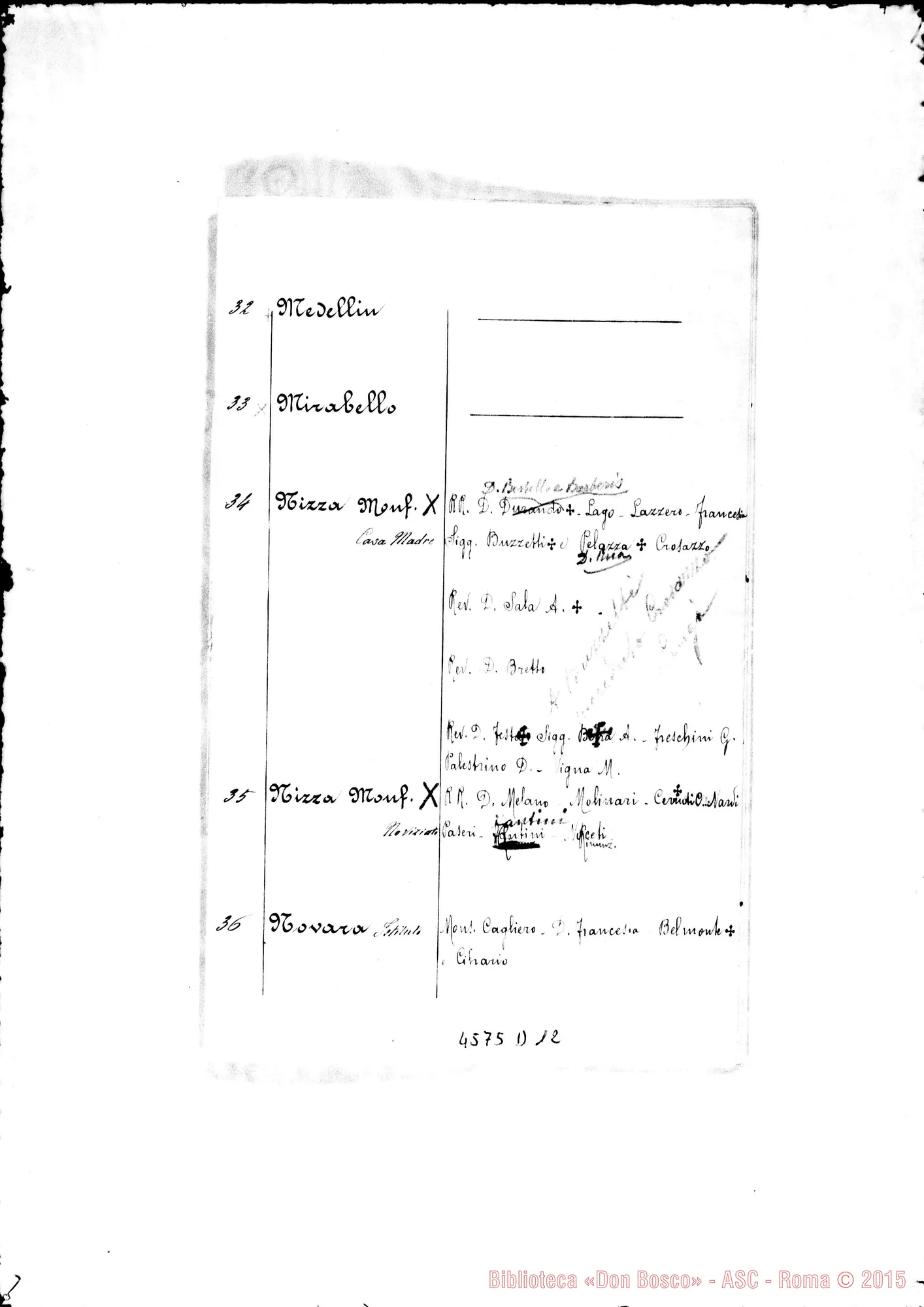 Fotogramma D 12 — Figlie di M.A.: elenco di Case E proprietari. Ms. 1908. Note autogr. Rinaldi