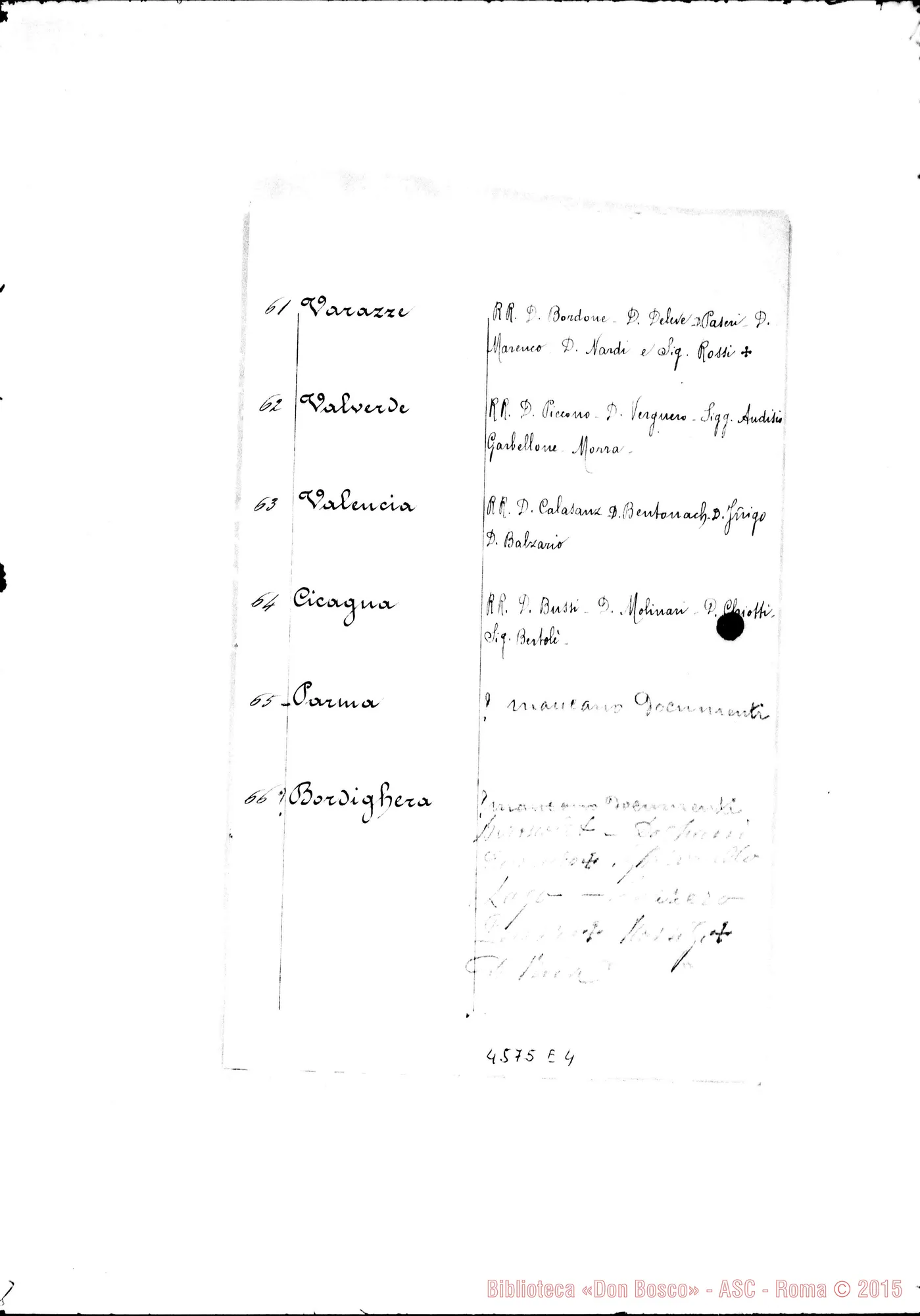 Fotogramma E 4 — Figlie di M.A.: elenco di Case E proprietari. Ms. 1908. Note autogr. Rinaldi
