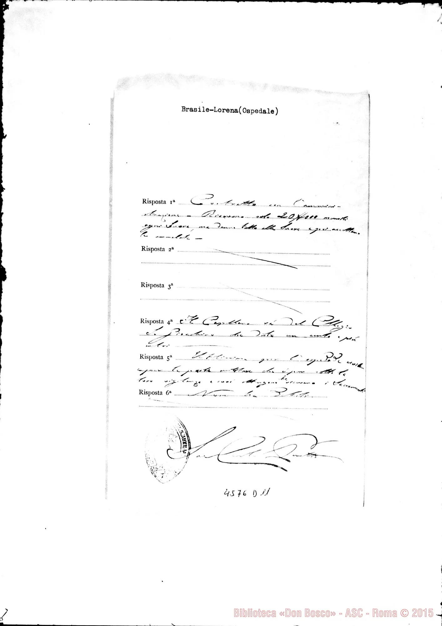 Fotogramma D 11 — Don Rinaldi-Ispettore del Brasile. Chiede dati riguardo alle Case delle F.M.A.. Torino, 21-09-1905. All. risposte di D. Carlo Peretto