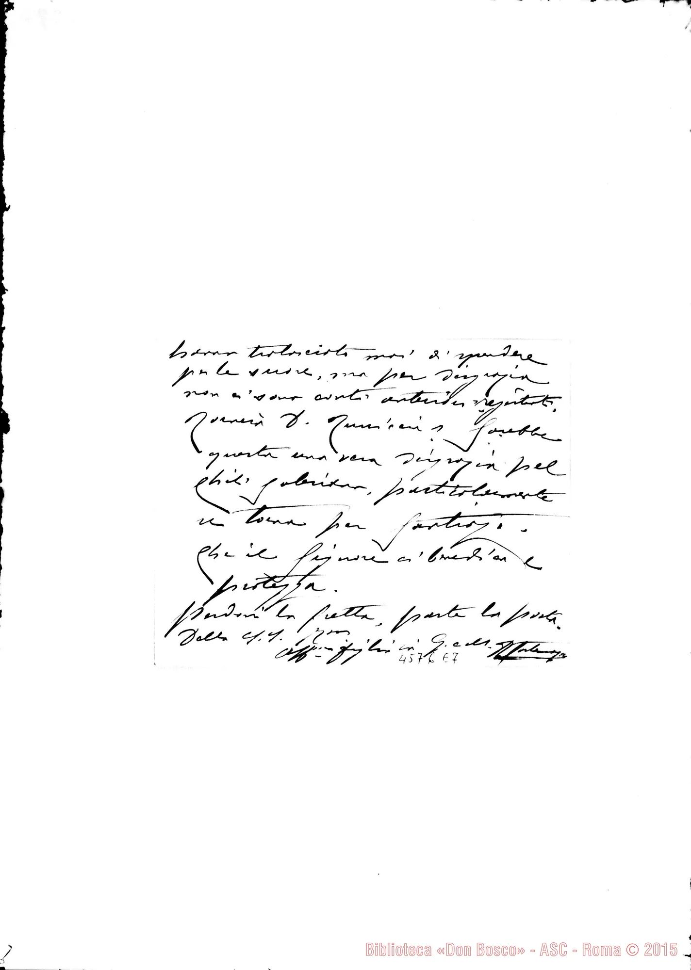 Fotogramma E 7 — Don Rinaldi-Ispettore del Cile. Chiede dati riguardo alle Case delle F.M.A.. Torino, 21-09-1905. All. risposte di D. Luigi Costamagna