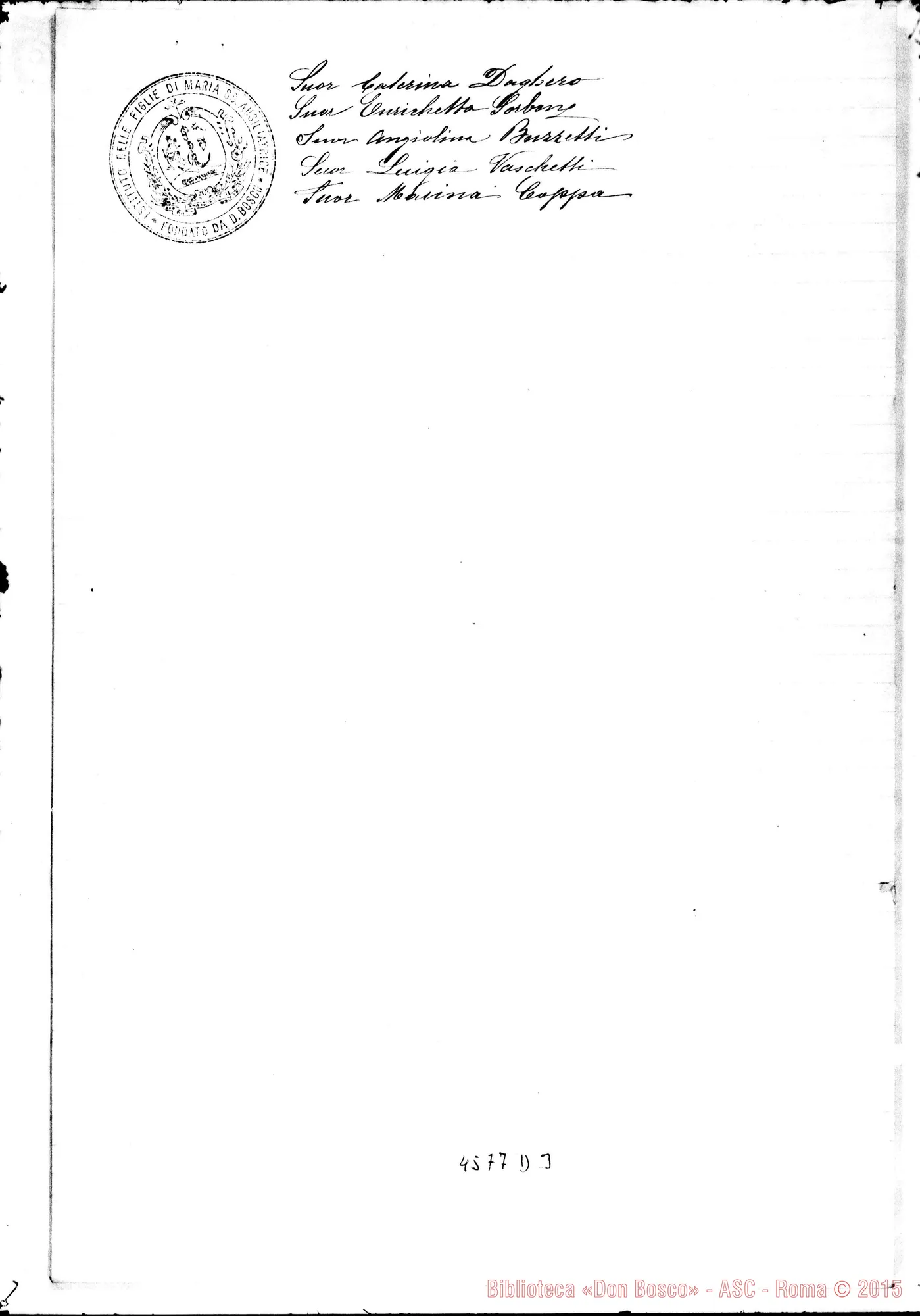 Fotogramma D 3 — Convenzione tra i Consigli Superiori dei Salesiani E delle F.M.A.. Torino, 4-03-1907. Firme autogr.