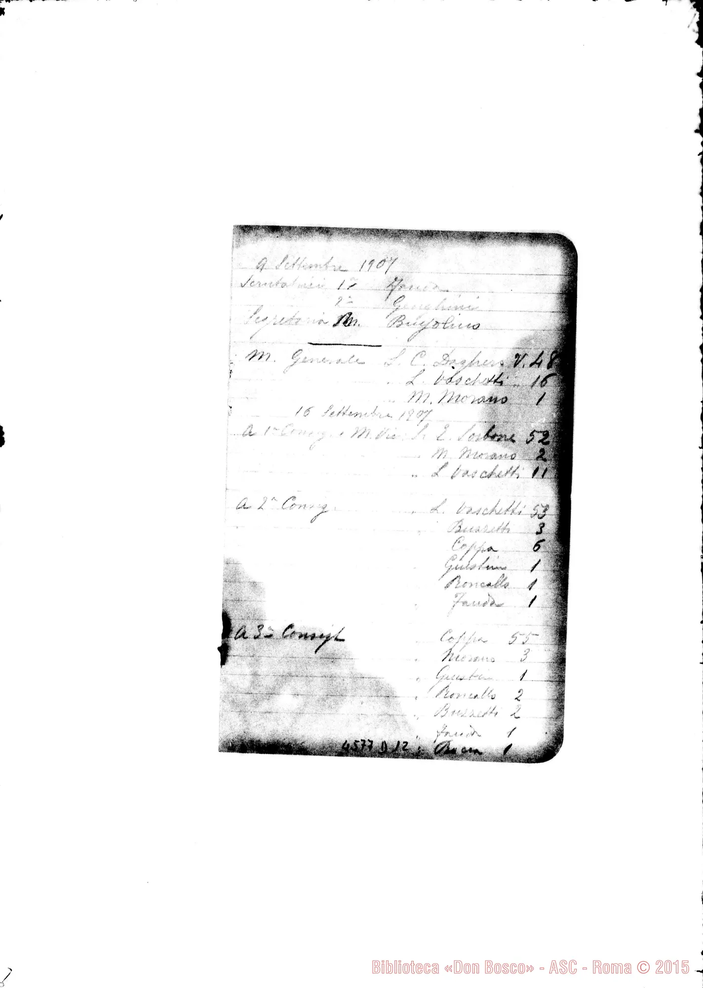 Fotogramma D 12 — Appunti ms. A matita con i risultati delle Elezioni delle Madri del Consiglio Superiore